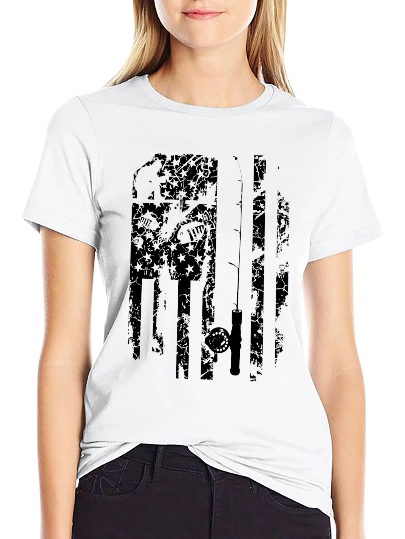 Fishing Flag Graphic Tee - Black