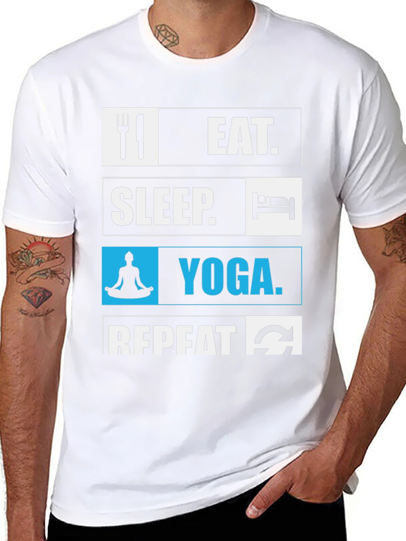 Eat Sleep Yoga Repeat Graphic T-Shirt