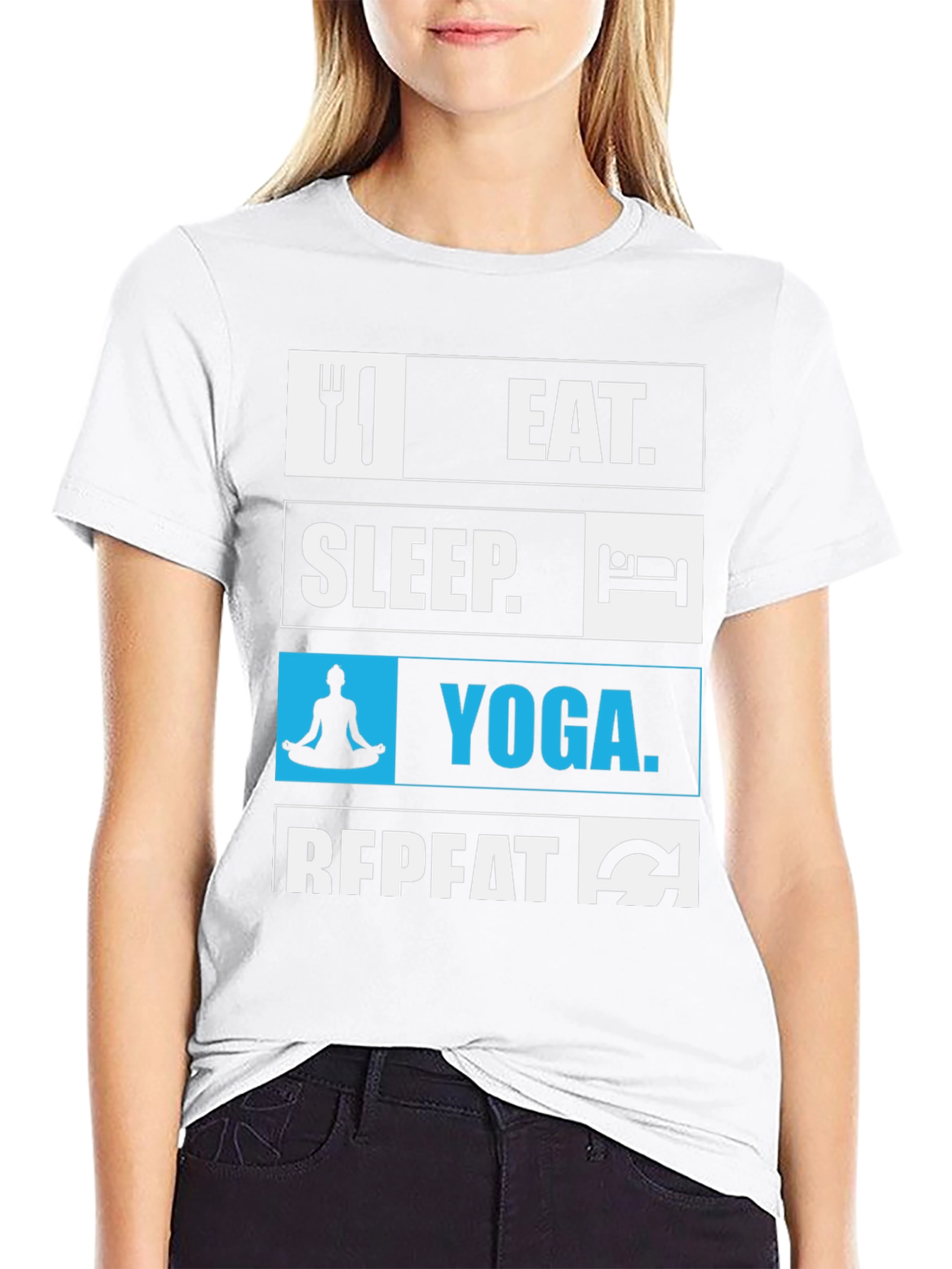 Eat Sleep Yoga Repeat Graphic T-Shirt