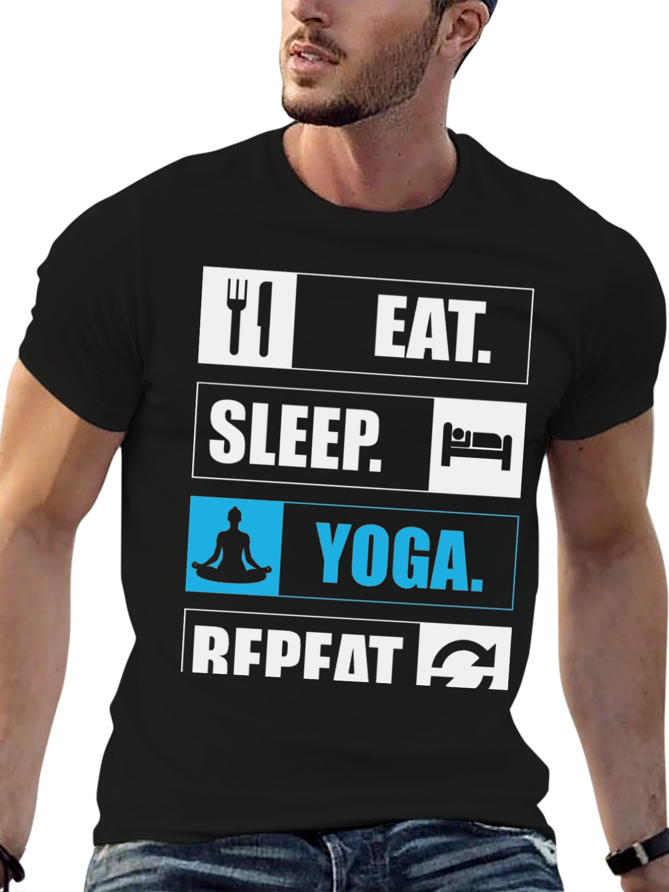 Eat Sleep Yoga Repeat Graphic T-Shirt