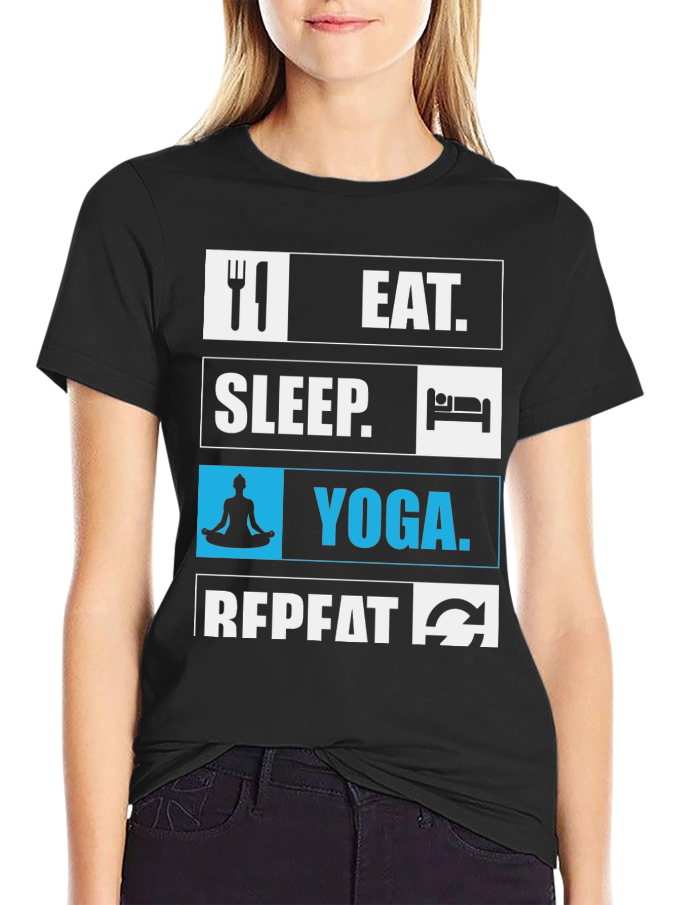 Eat Sleep Yoga Repeat Graphic T-Shirt