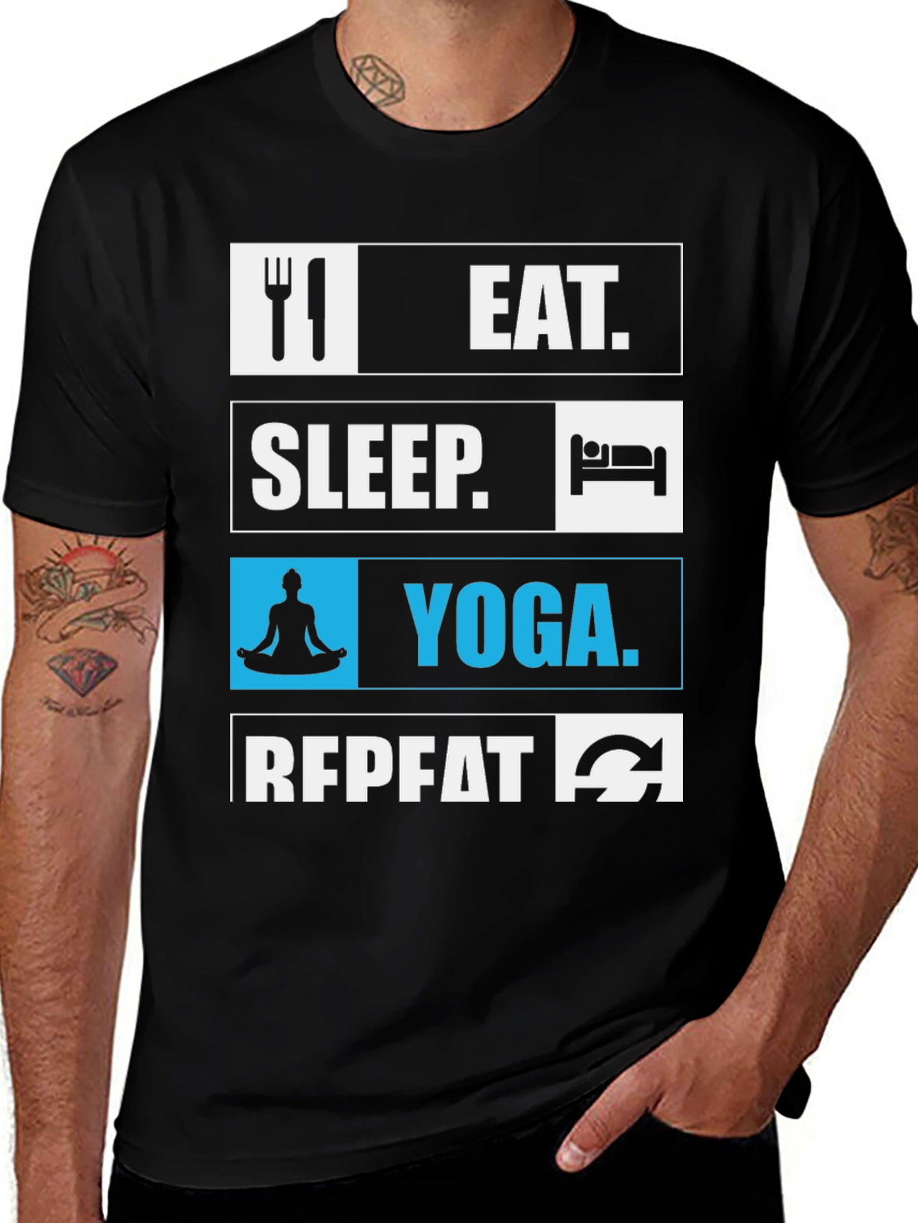Eat Sleep Yoga Repeat Graphic T-Shirt