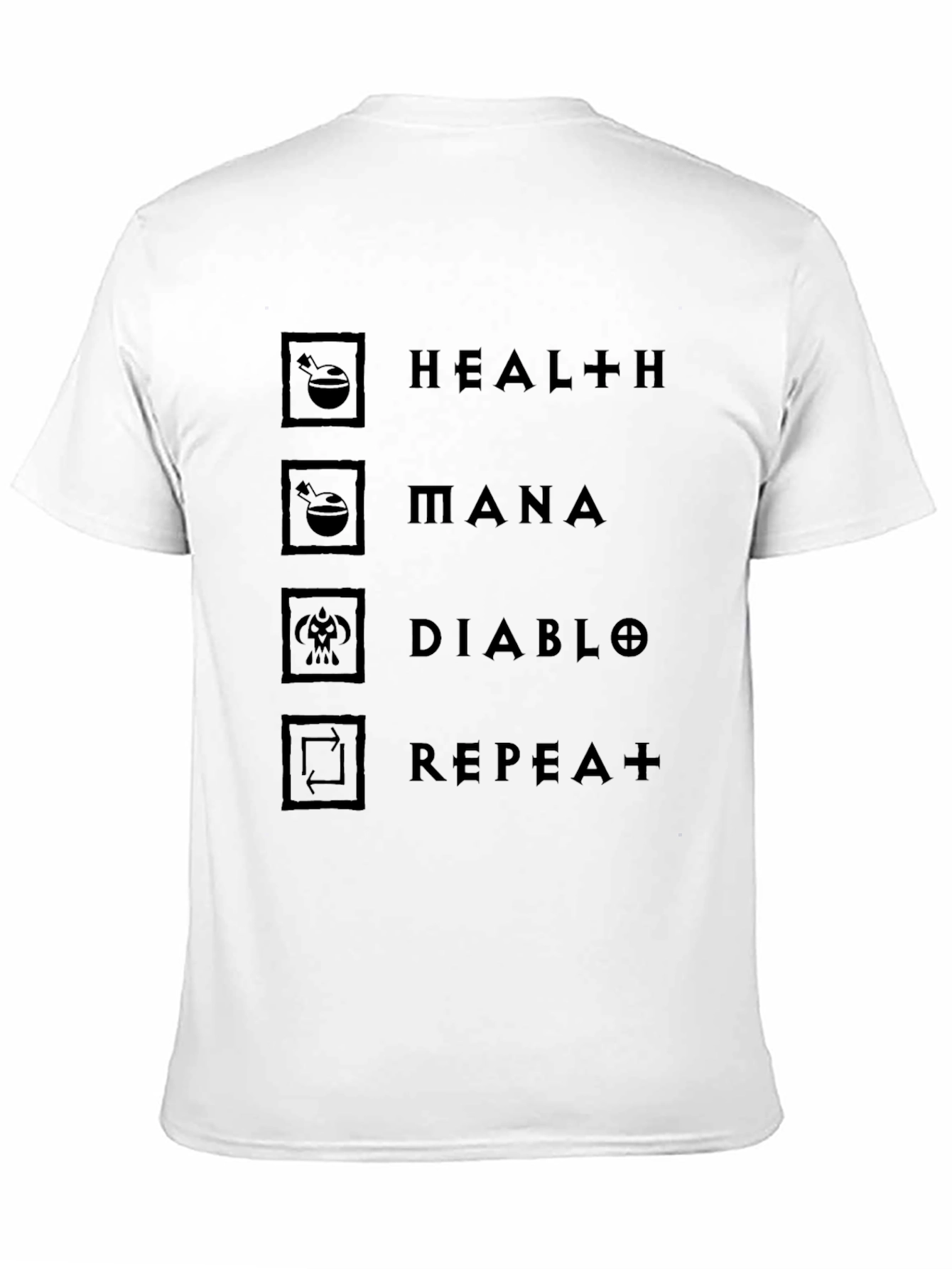 Diablo Inspired Graphic T-Shirt - Health Mana Repeat