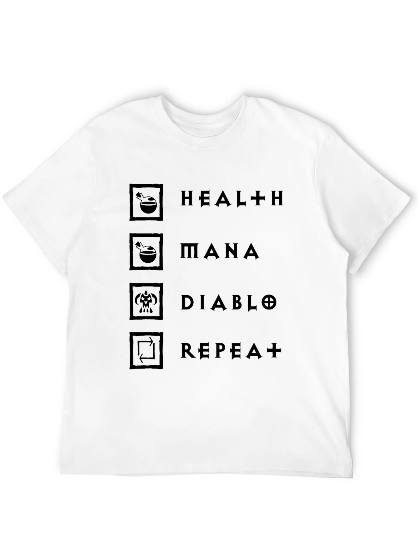 Diablo Inspired Graphic T-Shirt - Health Mana Repeat
