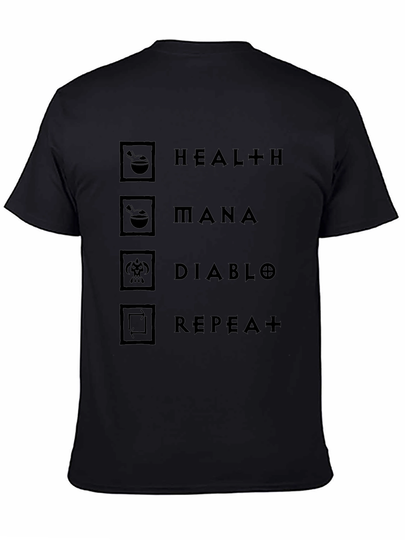 Diablo Inspired Graphic T-Shirt - Health Mana Repeat