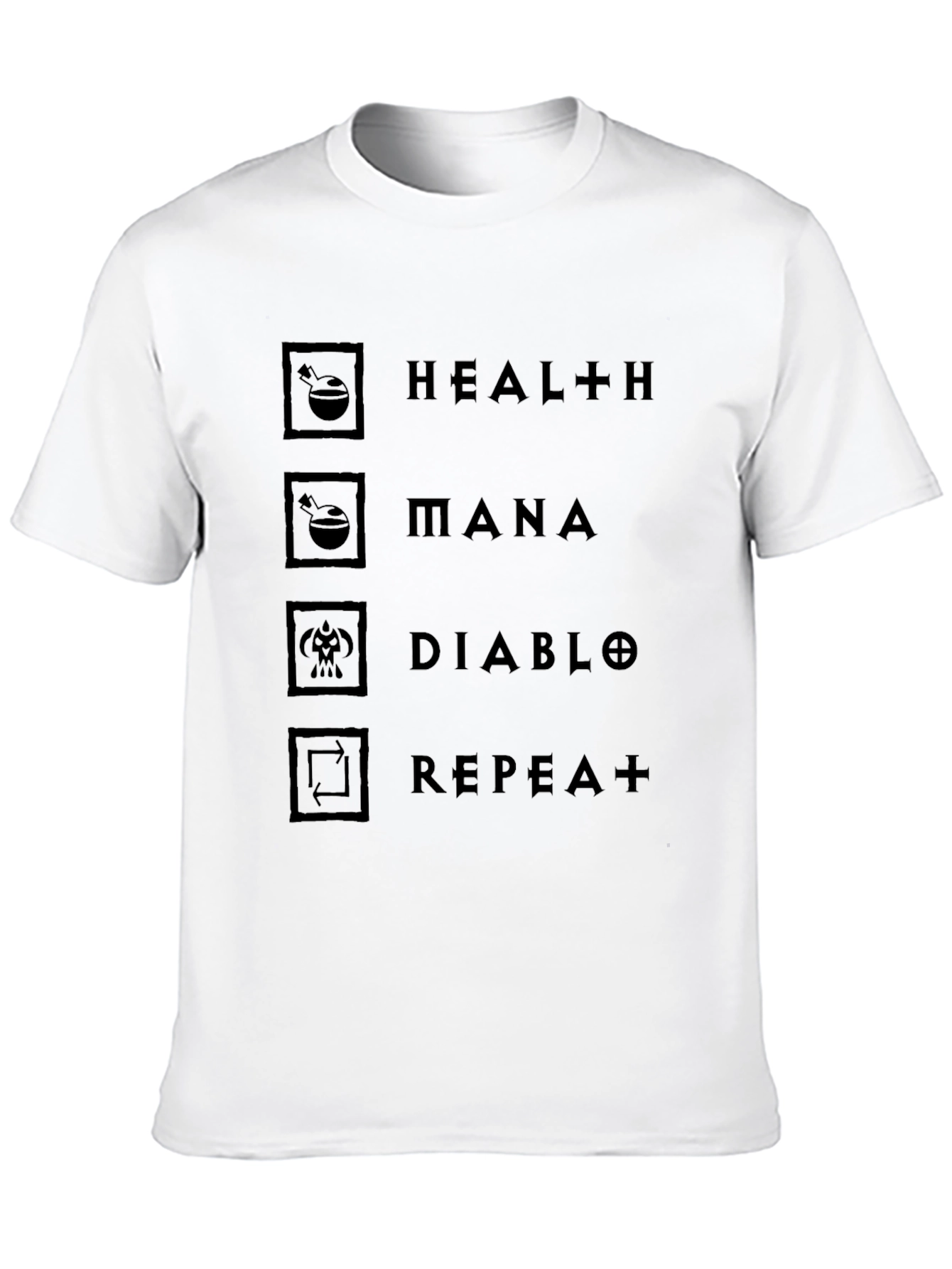 Diablo Inspired Graphic T-Shirt - Health Mana Repeat