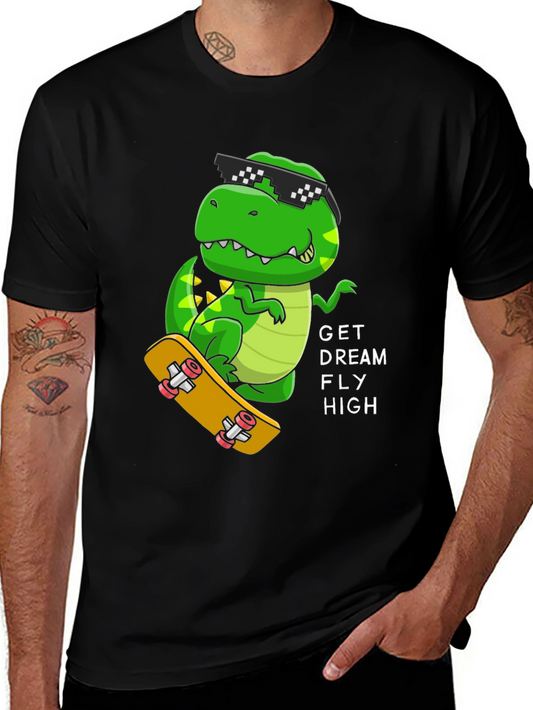 Cool Dino Skateboard T-Shirt - Get Dream Fly High!