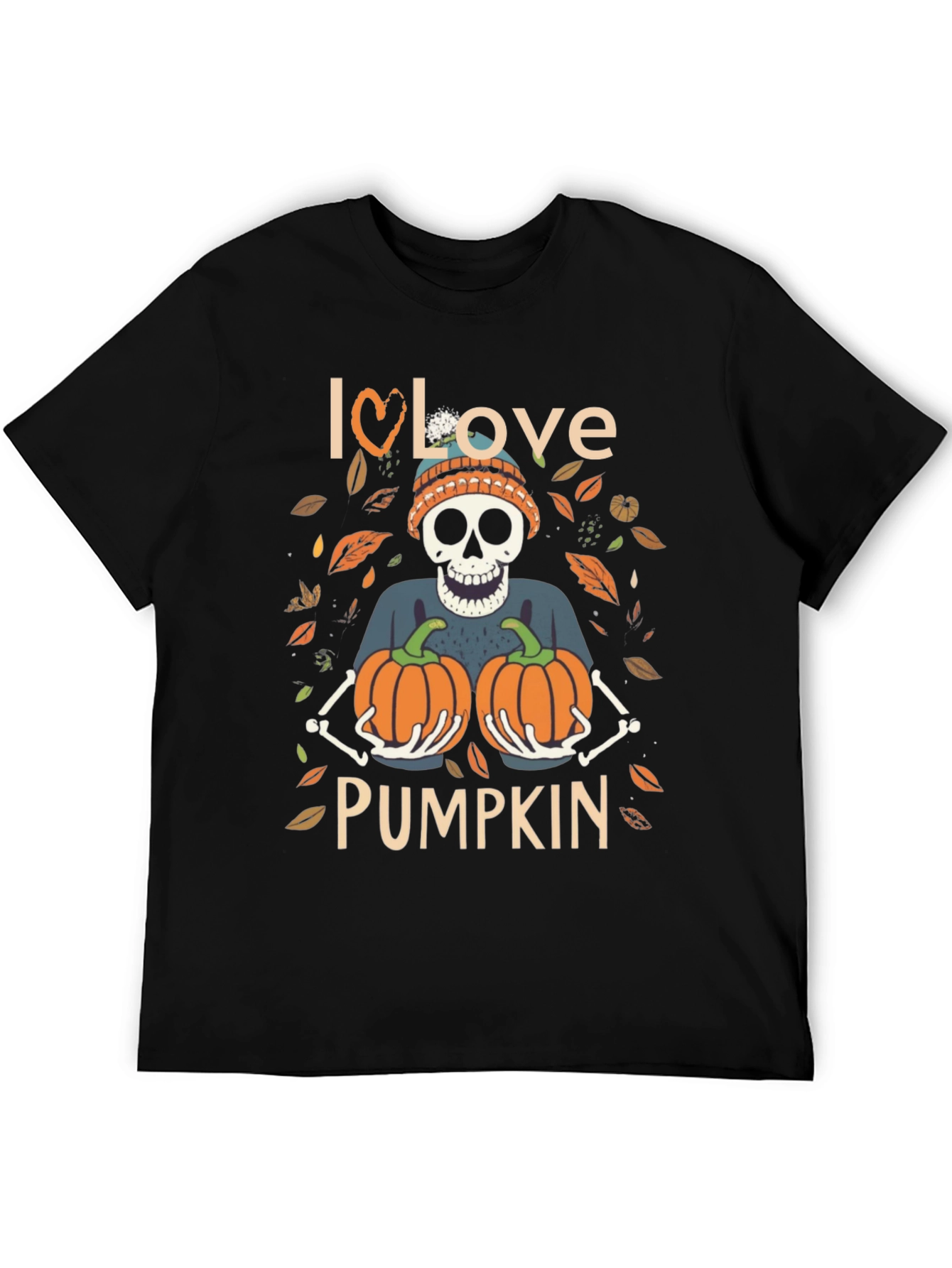 I Love Pumpkin Skeleton Fall T-Shirt