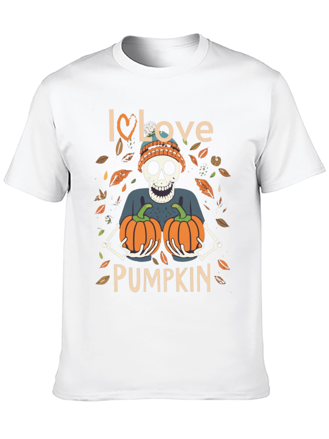 I Love Pumpkin Skeleton Fall T-Shirt