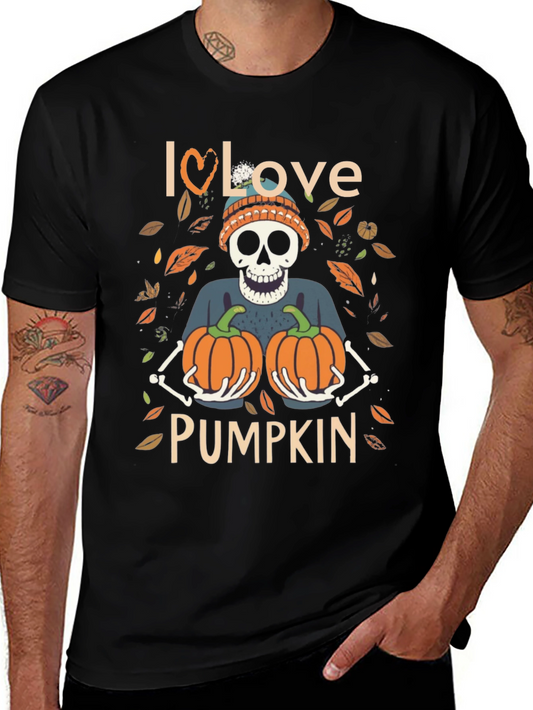 I Love Pumpkin Skeleton Fall T-Shirt