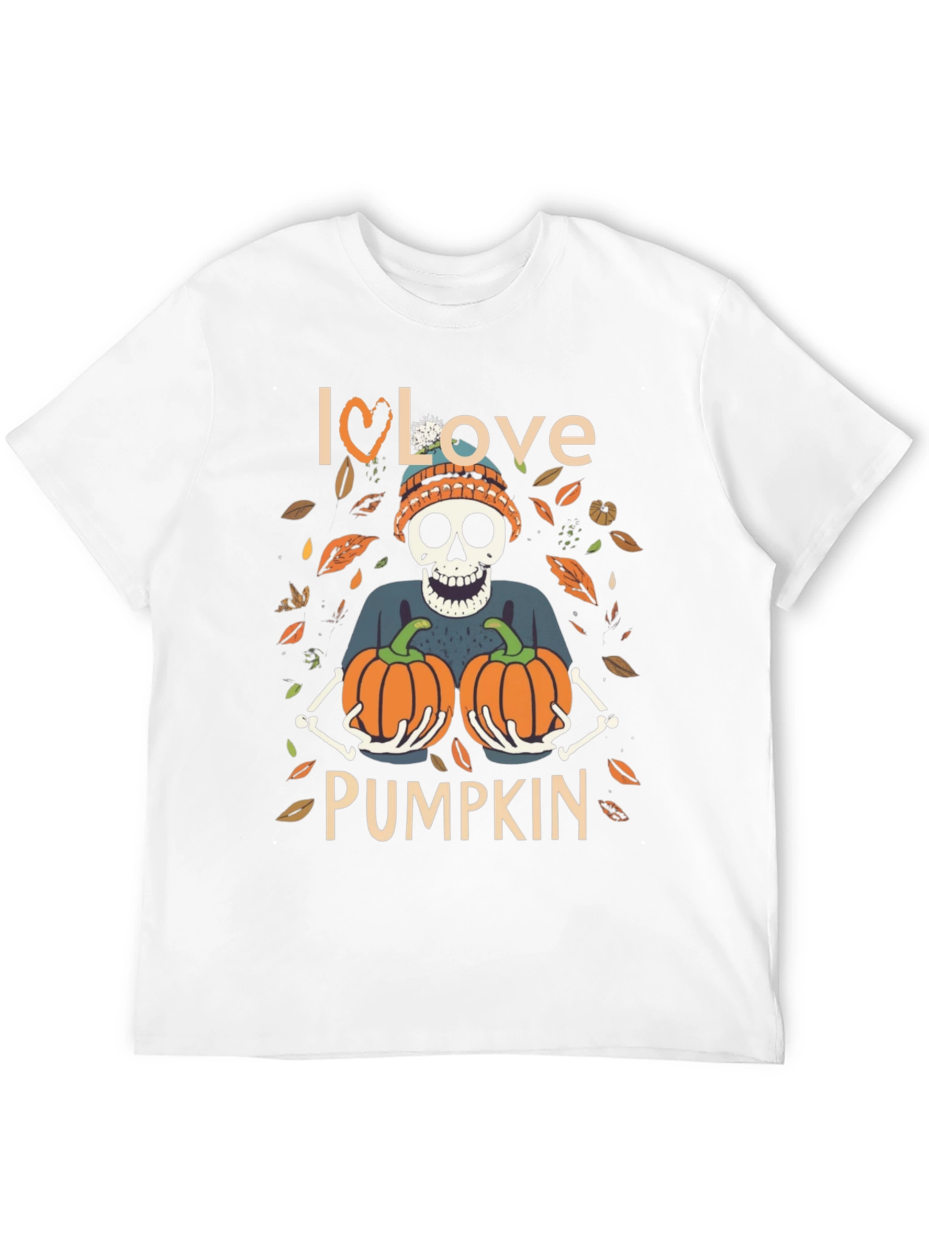 I Love Pumpkin Skeleton Fall T-Shirt