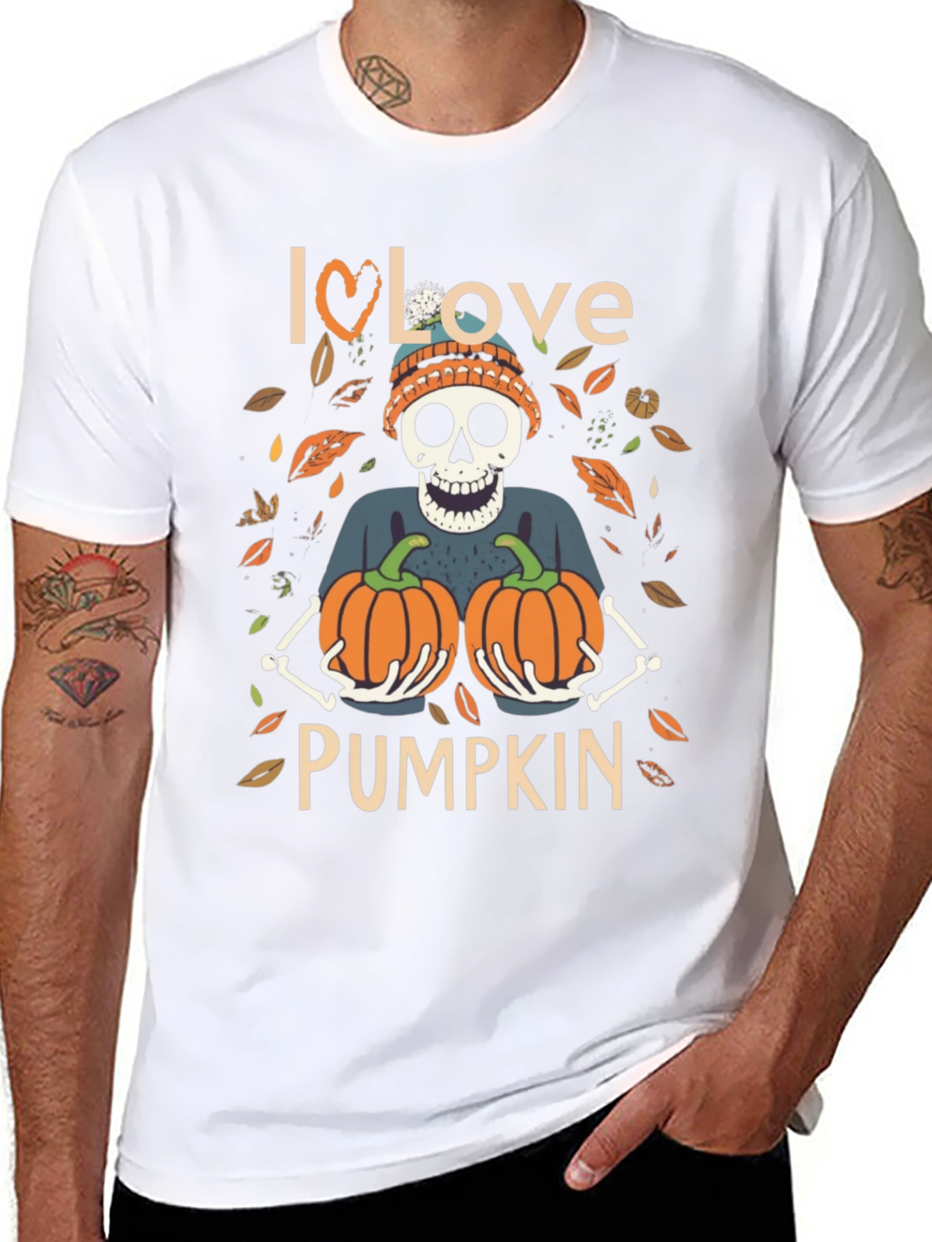 I Love Pumpkin Skeleton Fall T-Shirt
