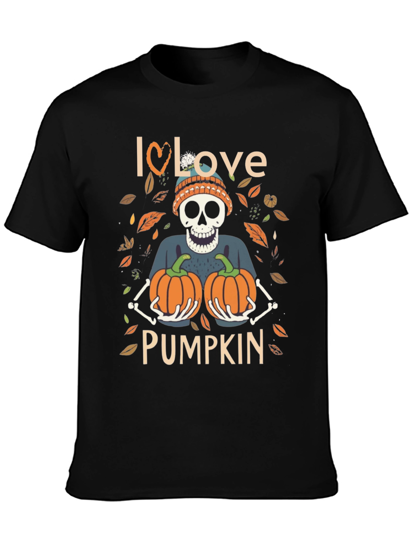 I Love Pumpkin Skeleton Fall T-Shirt