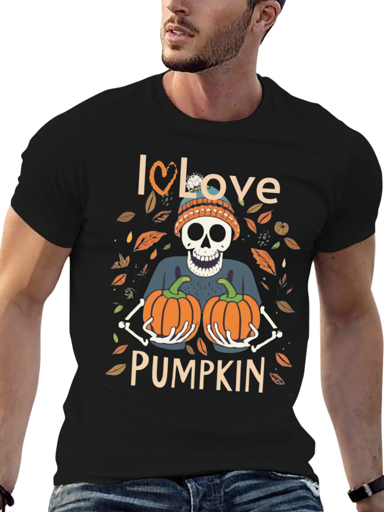 I Love Pumpkin Skeleton Fall T-Shirt
