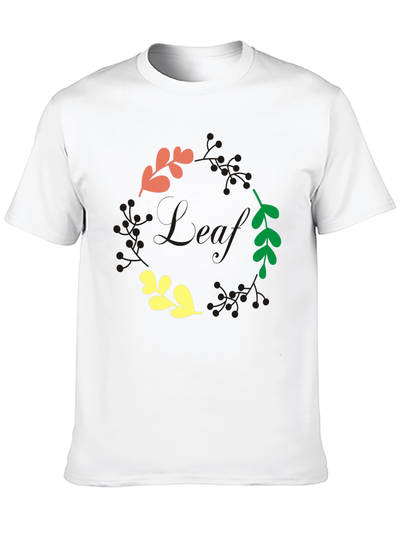 Leaf Graphic Print Black T-Shirt