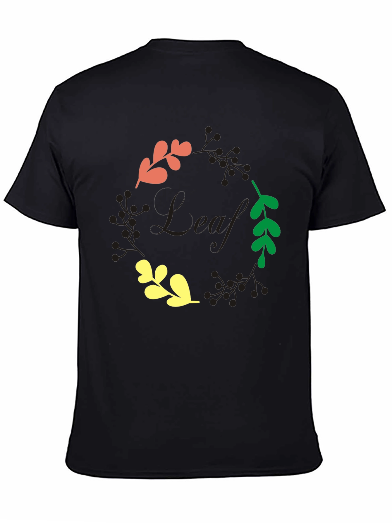 Leaf Graphic Print Black T-Shirt
