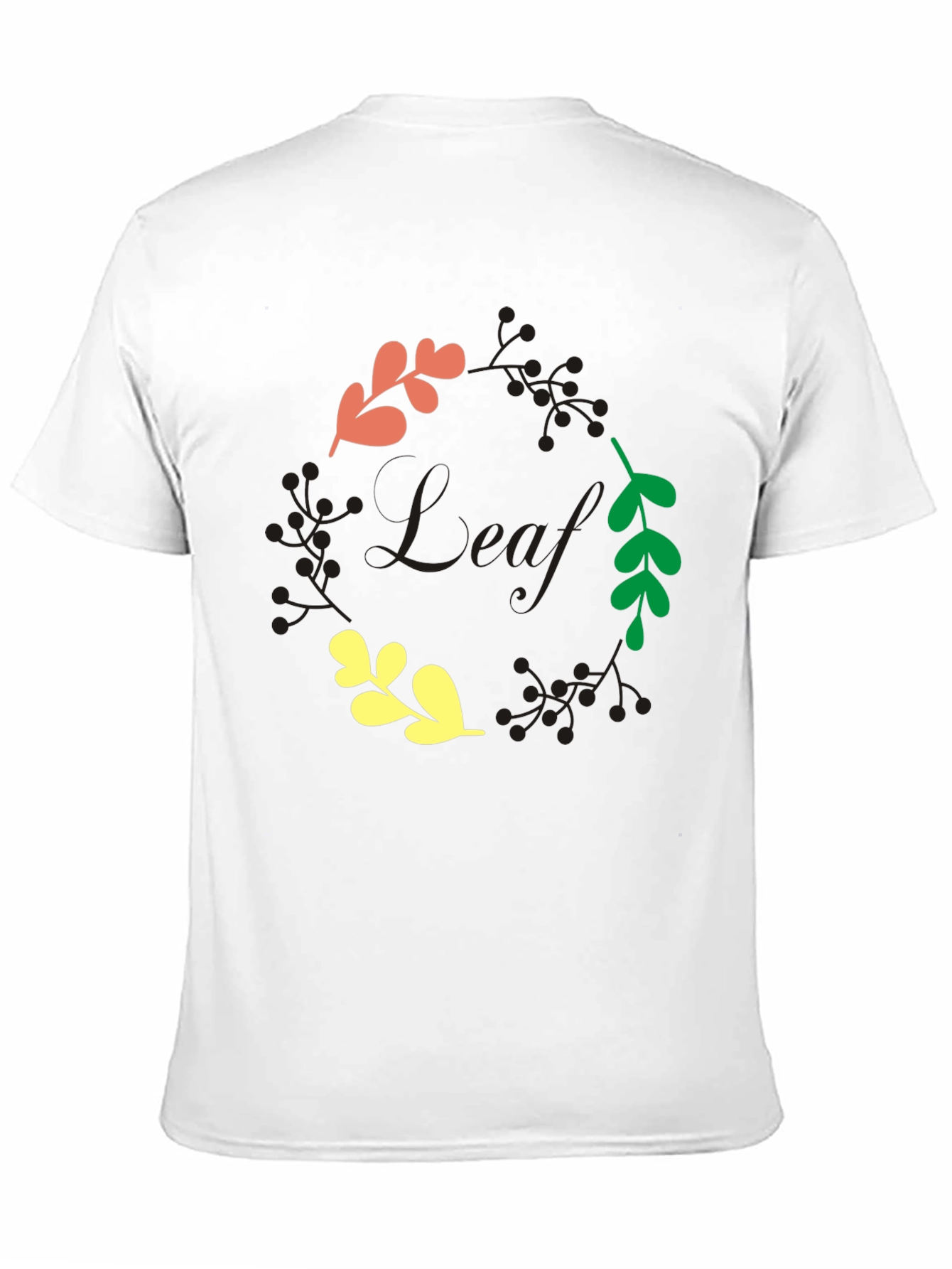 Leaf Graphic Print Black T-Shirt