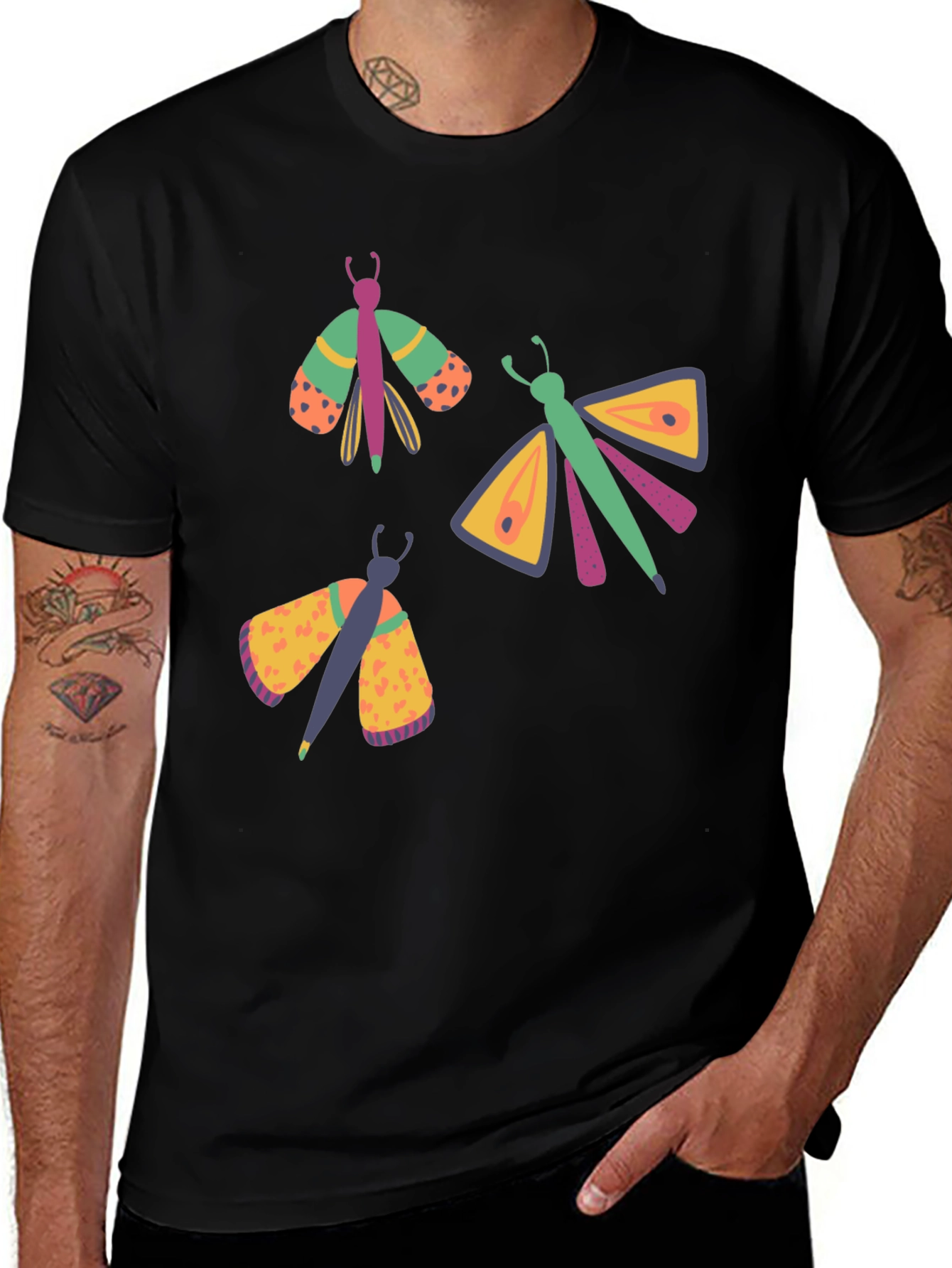 Moth Graphic Tee - Mens Black T-Shirt