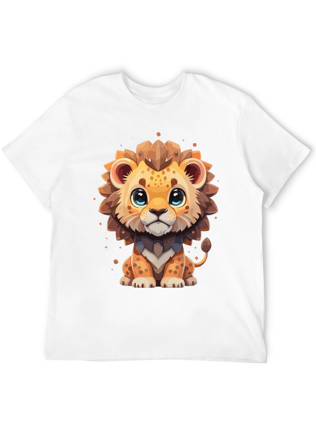 Cute Cartoon Lion Black T-Shirt