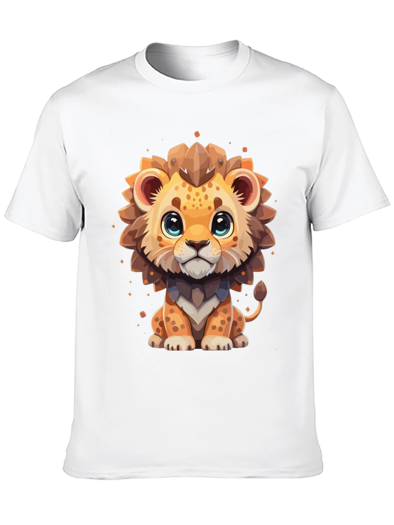 Cute Cartoon Lion Black T-Shirt