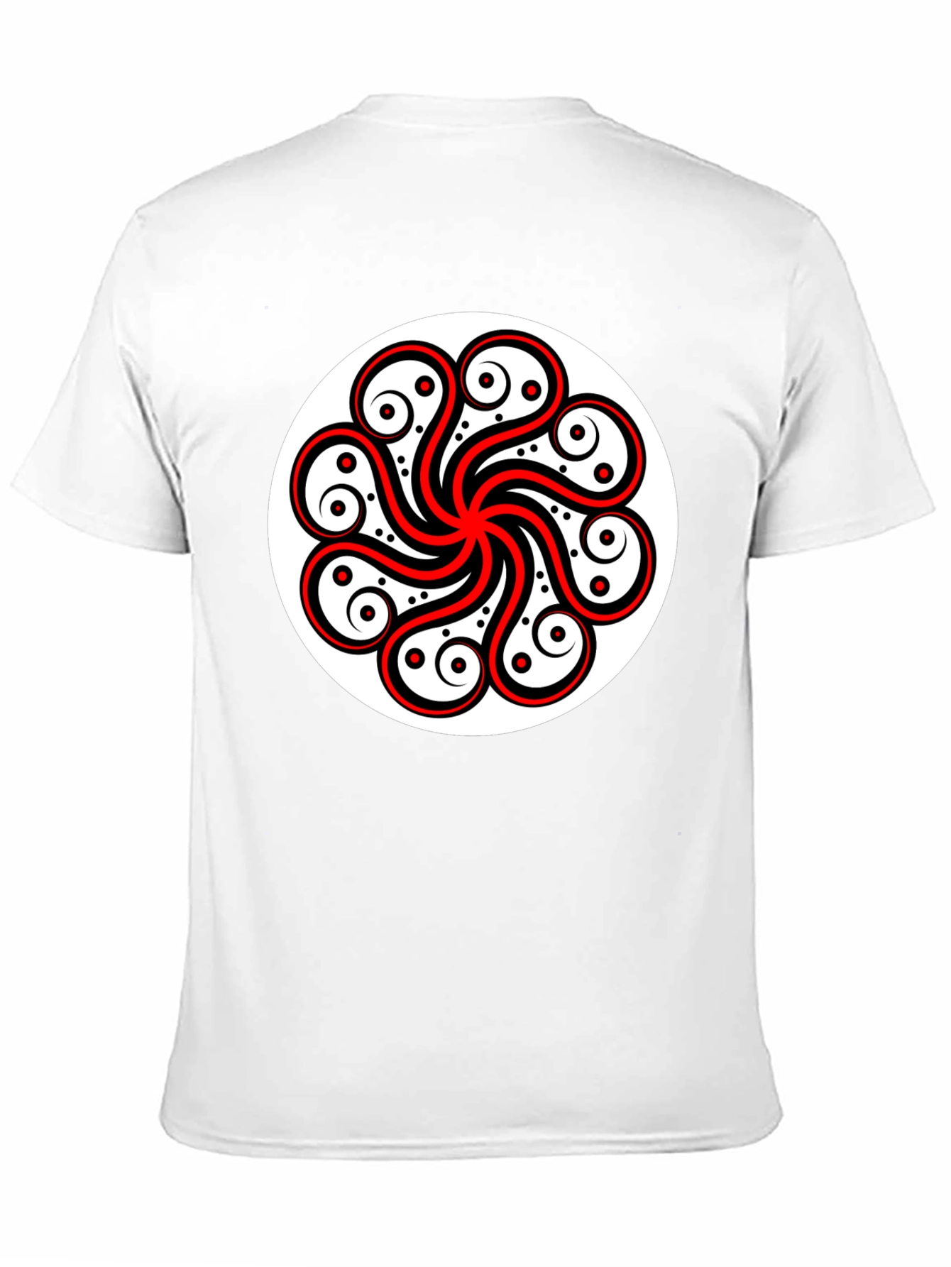 Black Tee with Red & White Celtic Design