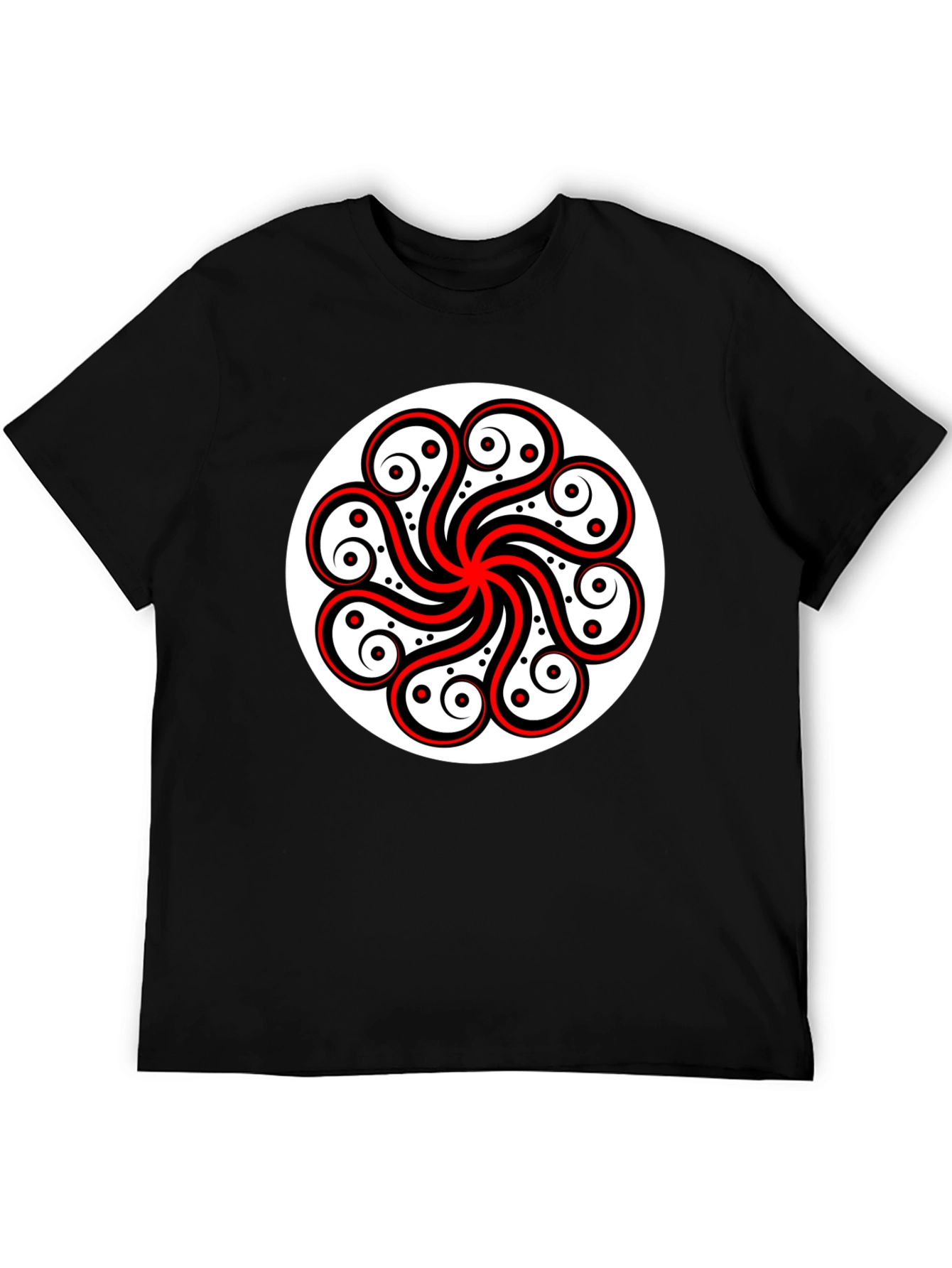Black Tee with Red & White Celtic Design