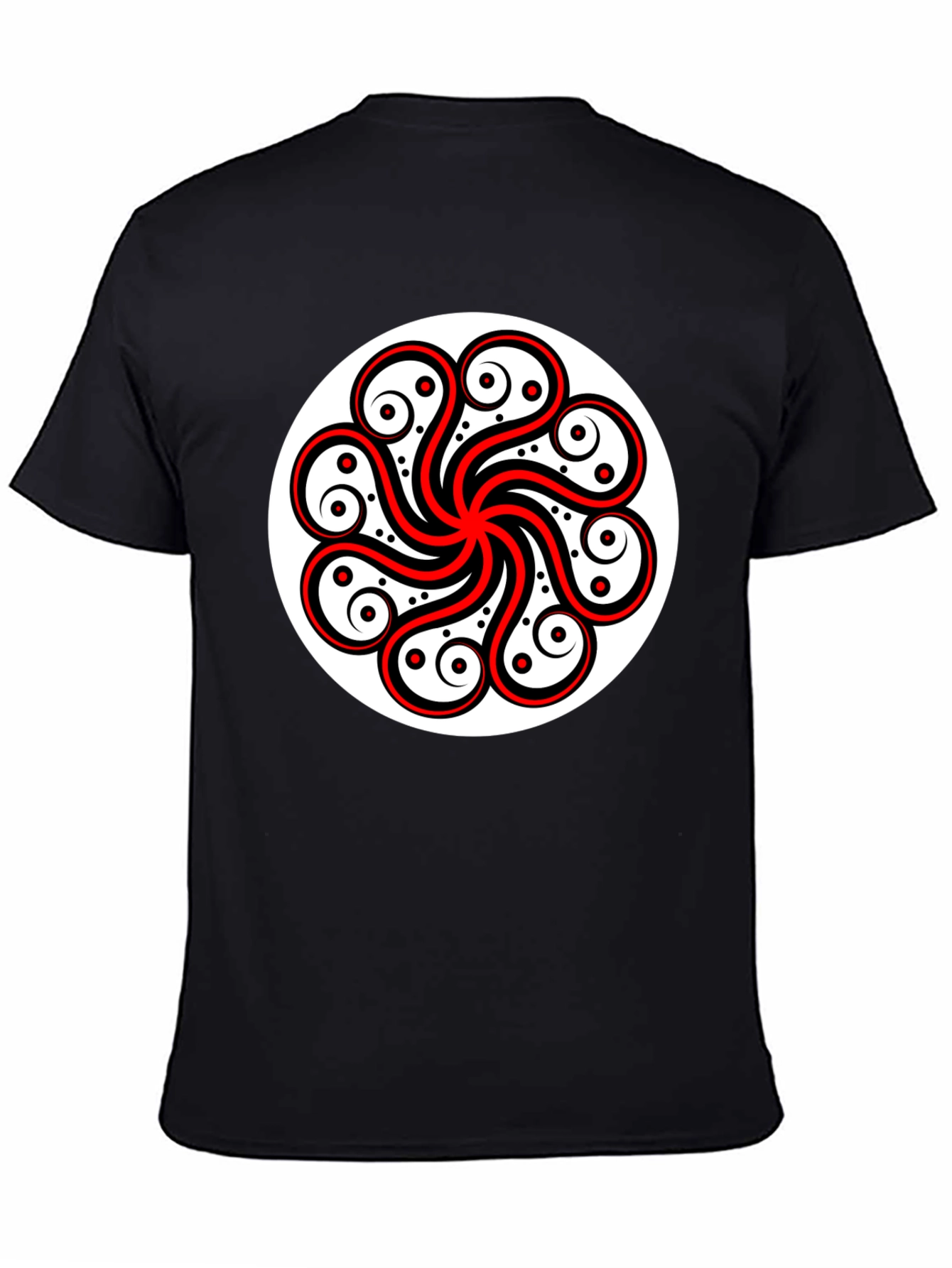 Black Tee with Red & White Celtic Design