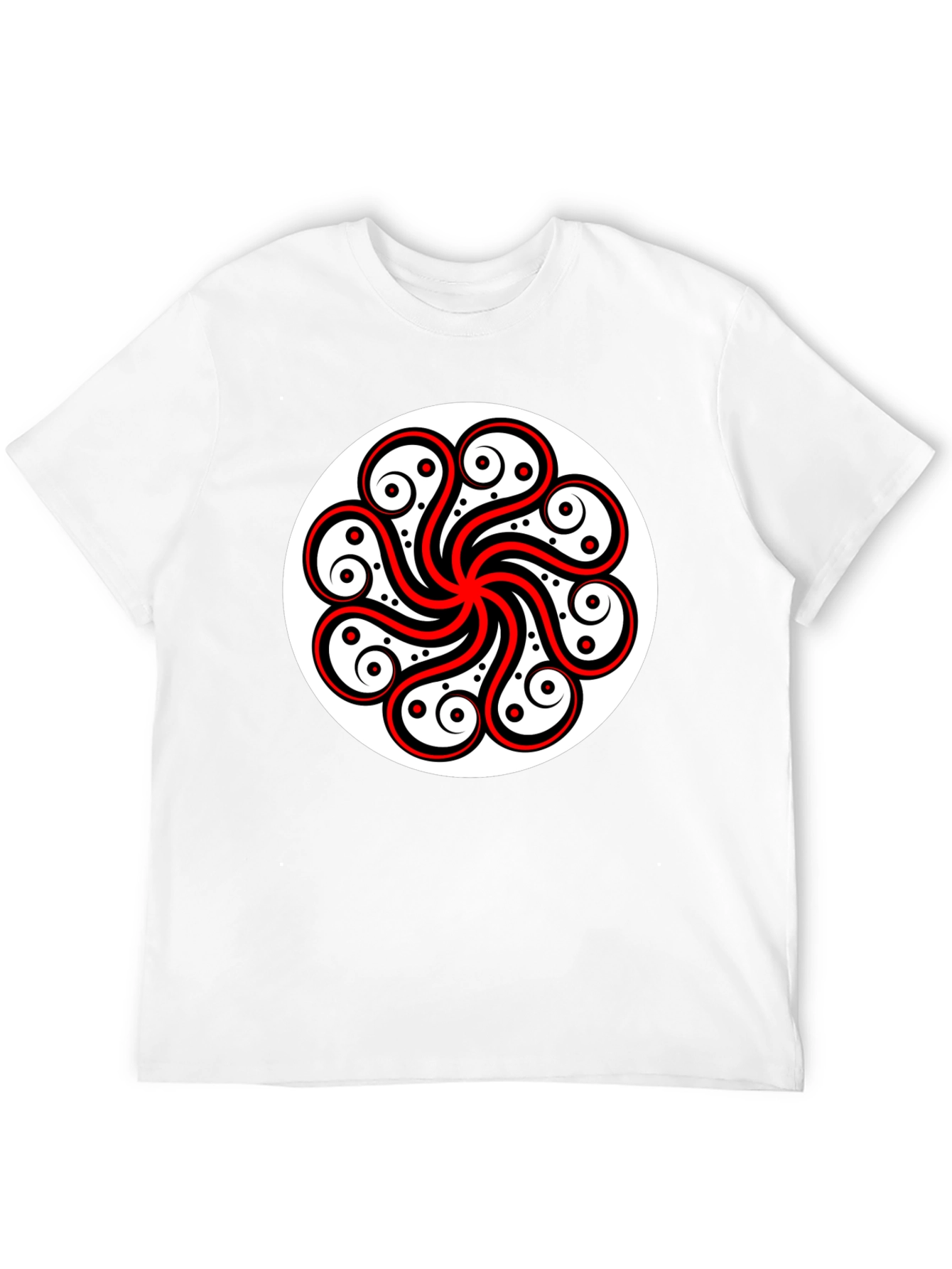 Black Tee with Red & White Celtic Design
