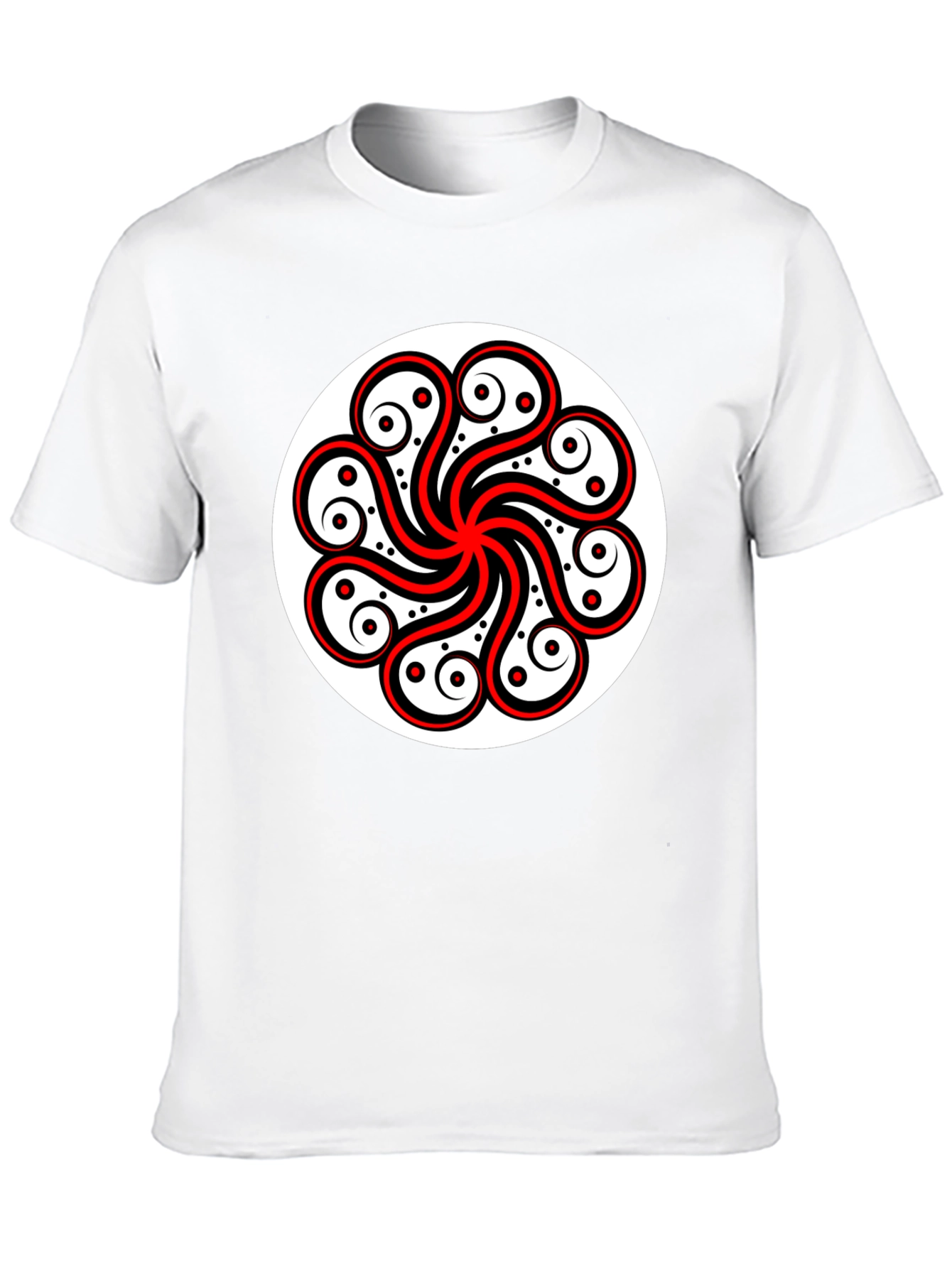 Black Tee with Red & White Celtic Design