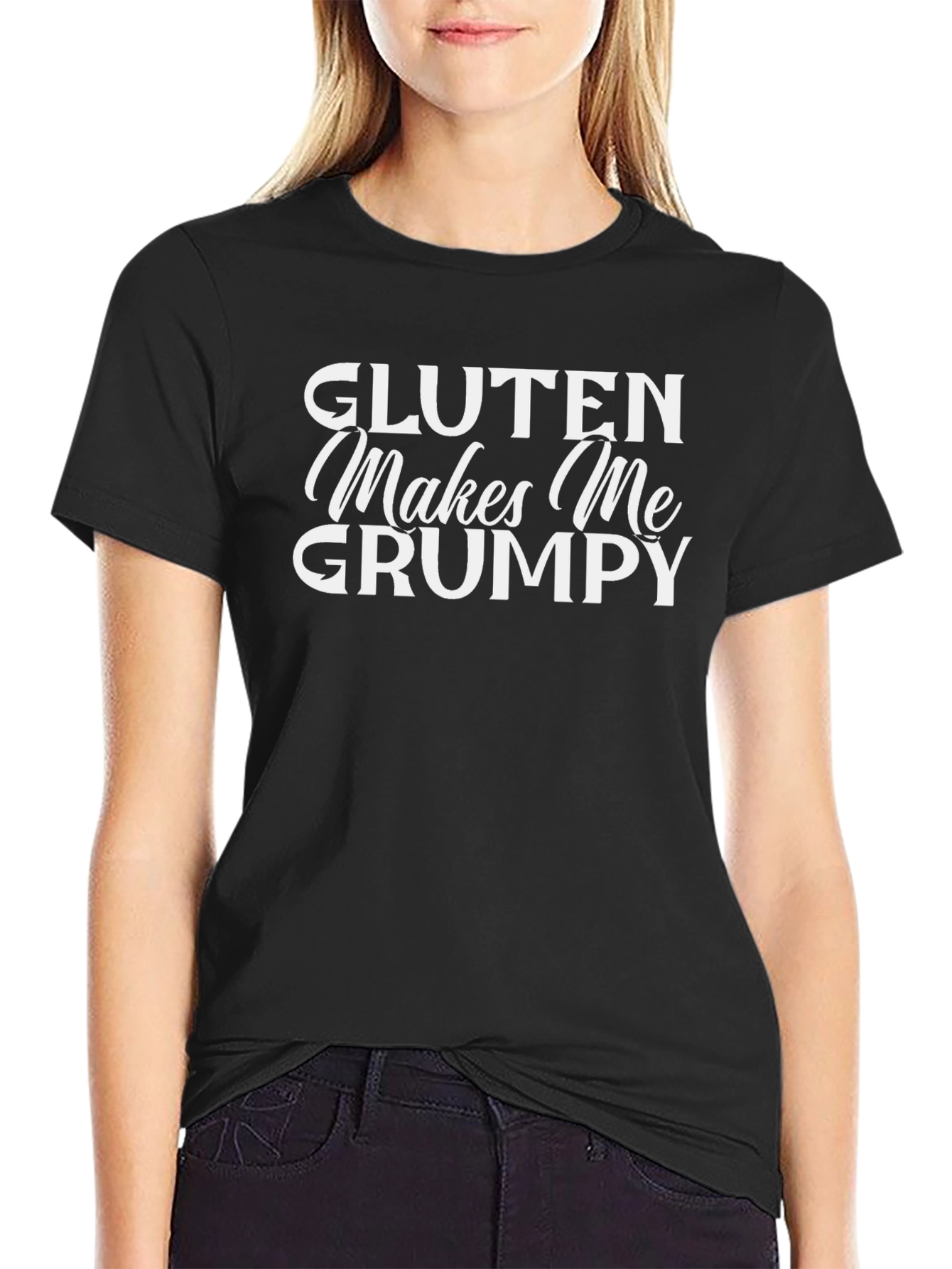 Gluten Makes Me Grumpy Black T-Shirt