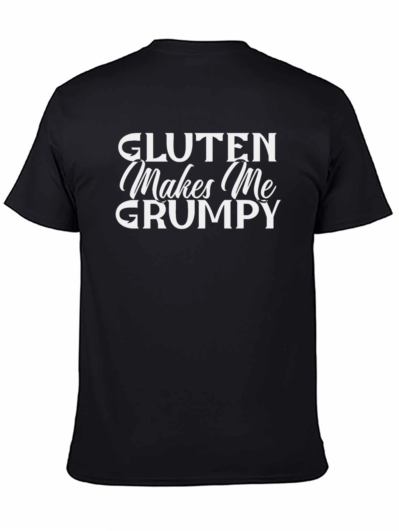 Gluten Makes Me Grumpy Black T-Shirt