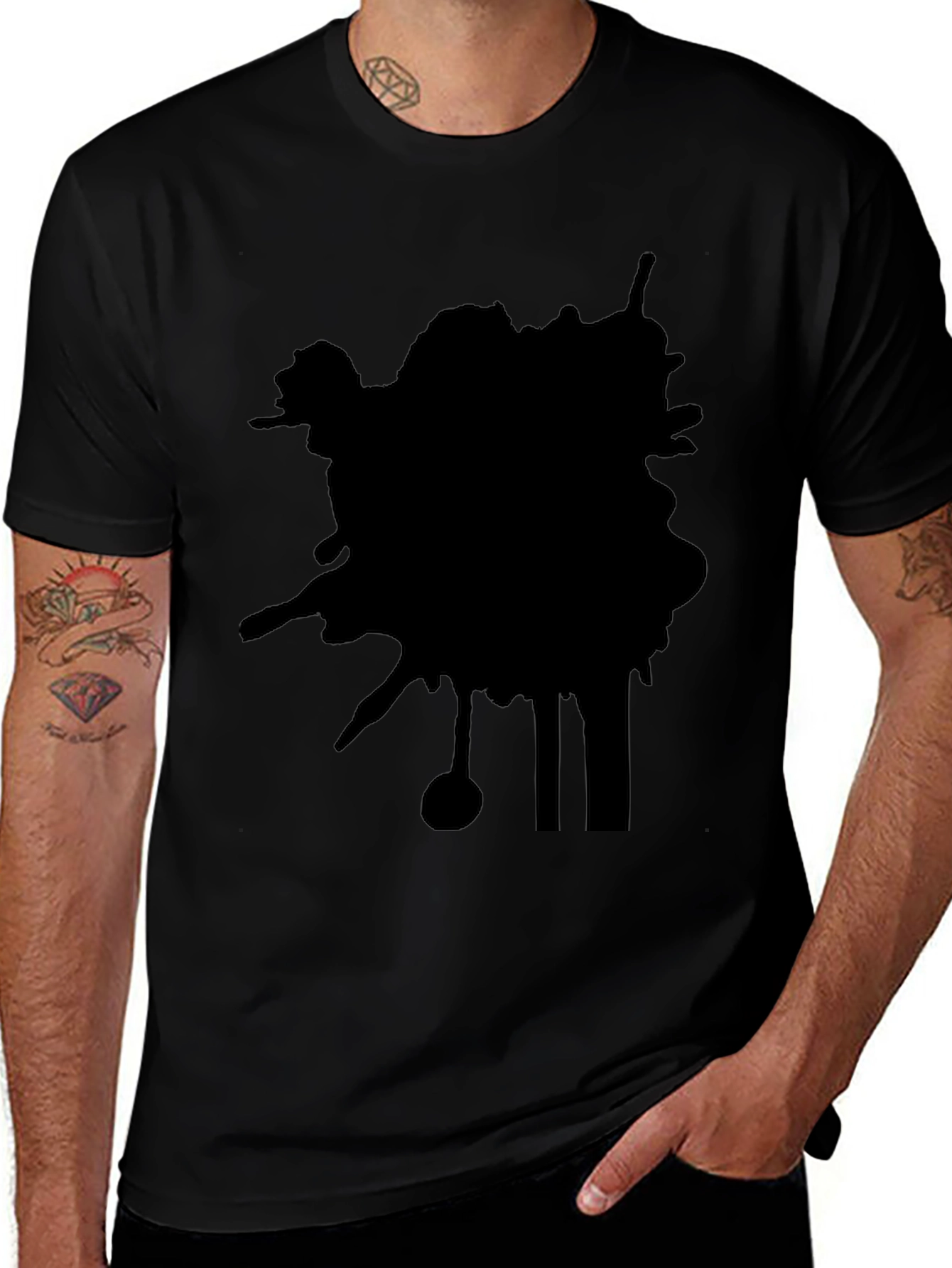 Abstract Black Graphic Tee - Modern Casual Style