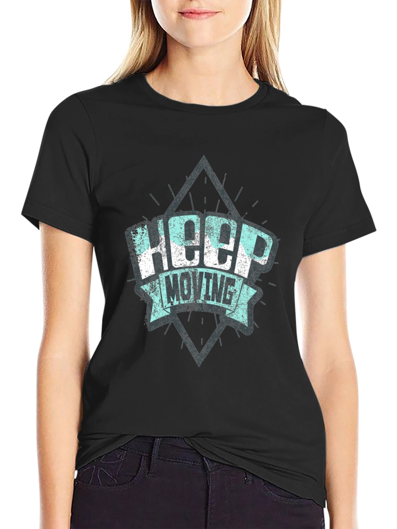 Keep Moving Graphic Print Black T-Shirt