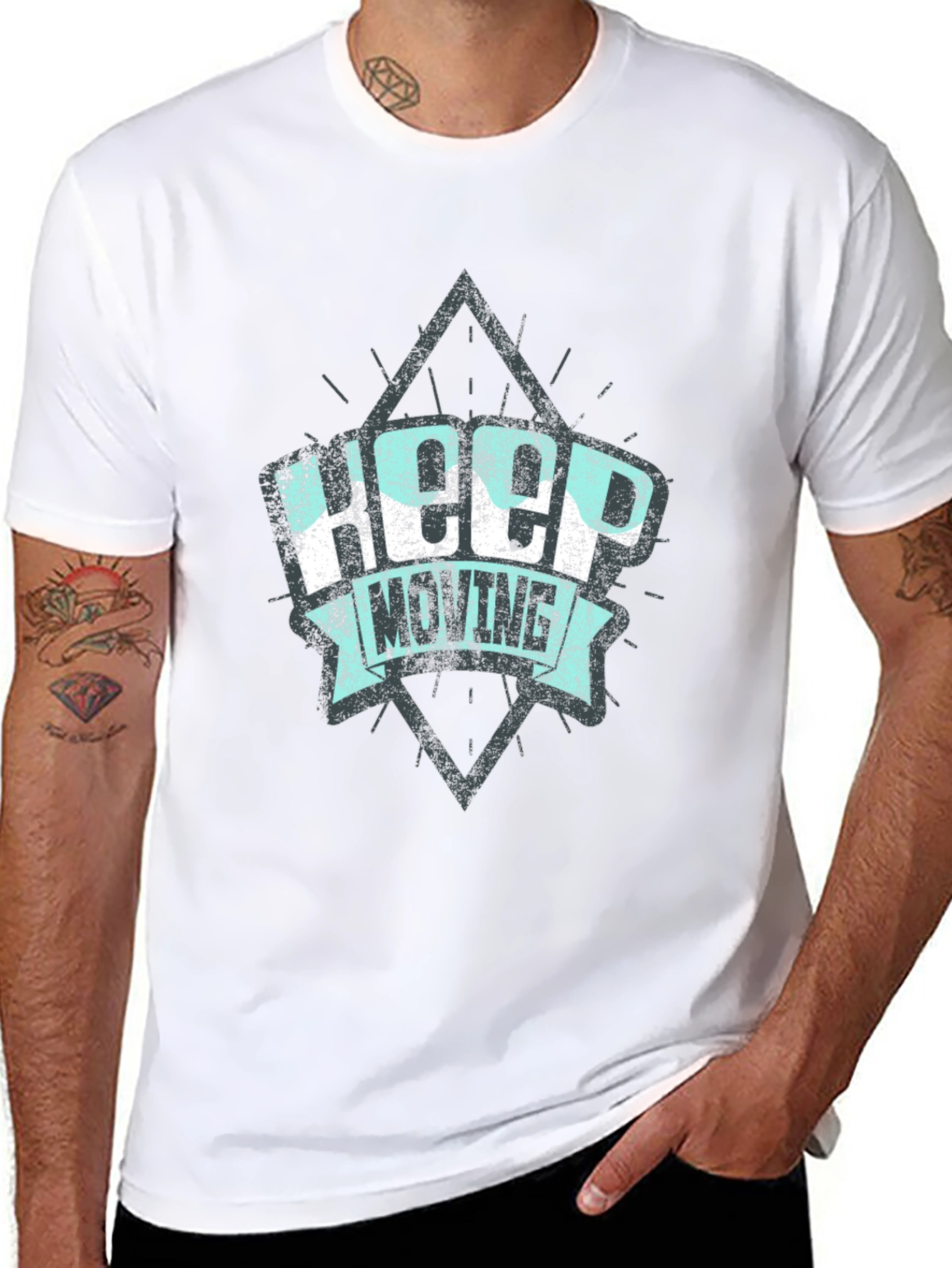 Keep Moving Graphic Print Black T-Shirt