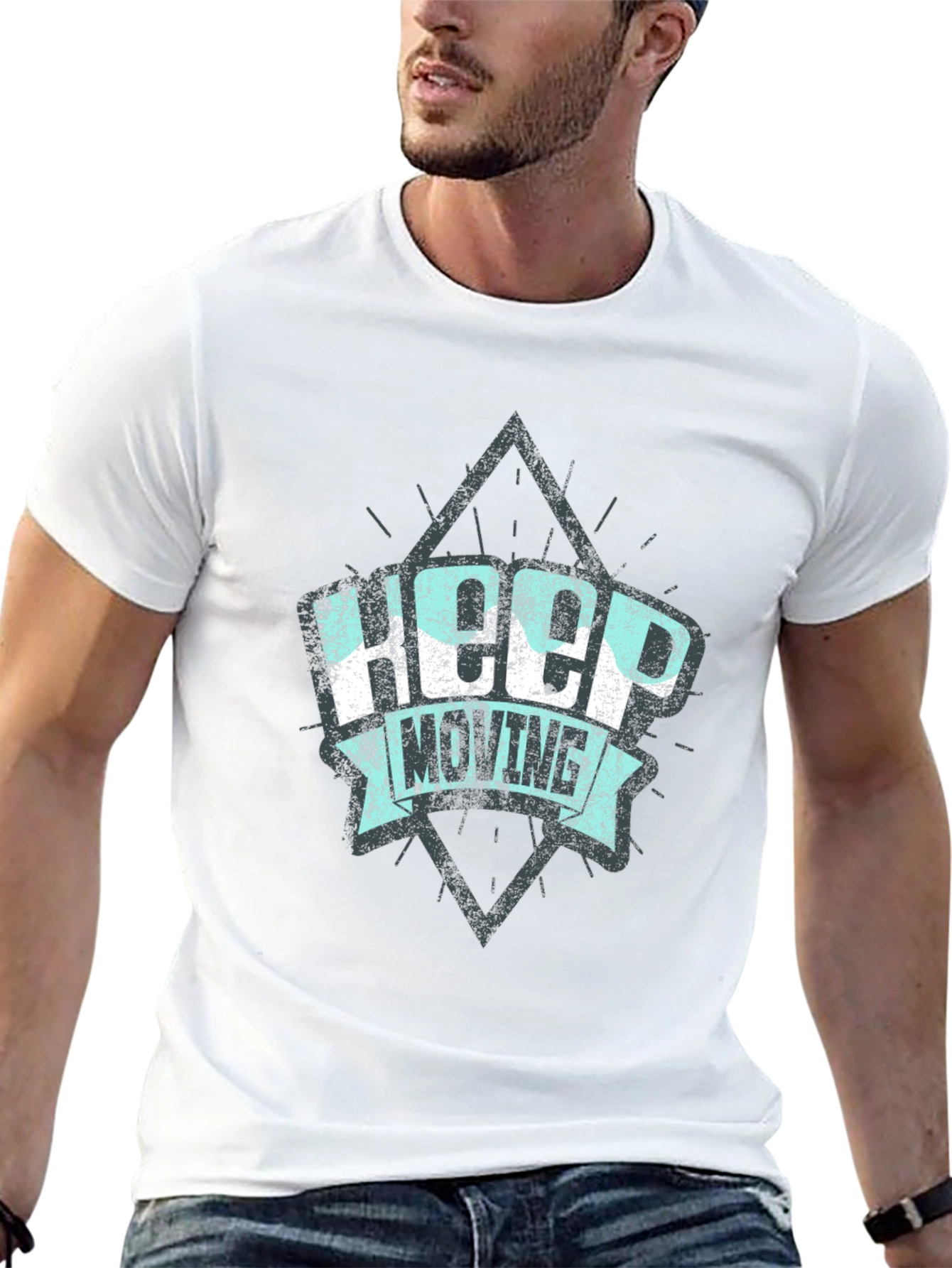 Keep Moving Graphic Print Black T-Shirt