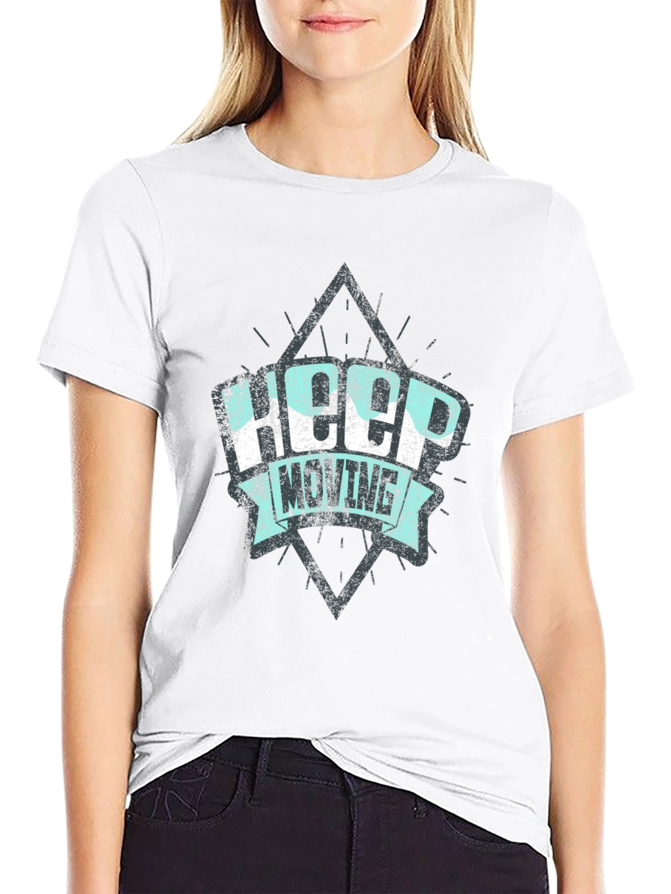 Keep Moving Graphic Print Black T-Shirt