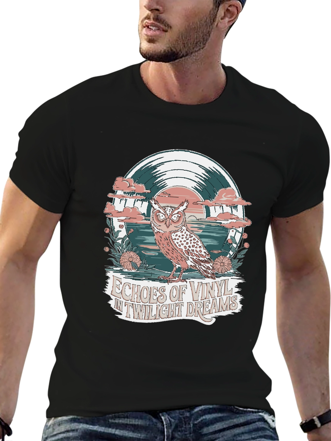 Twilight Dreams Vinyl Owl Graphic Tee