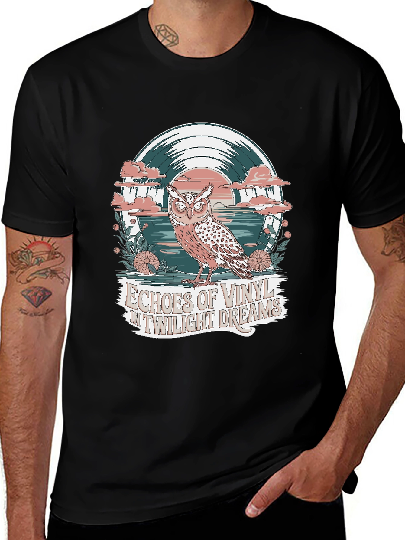 Twilight Dreams Vinyl Owl Graphic Tee