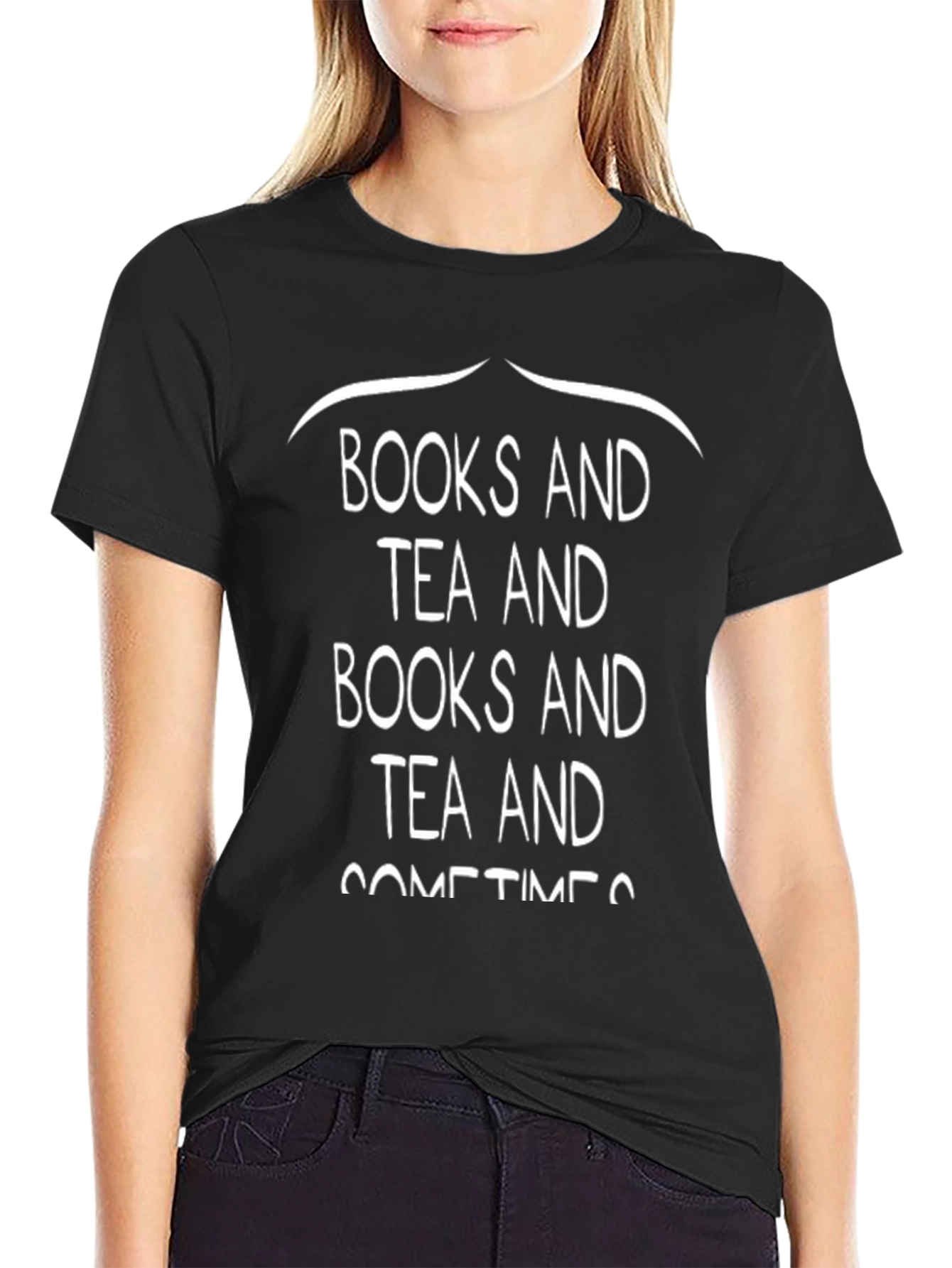 Books and Tea Graphic Tee - Unisex Black T-Shirt