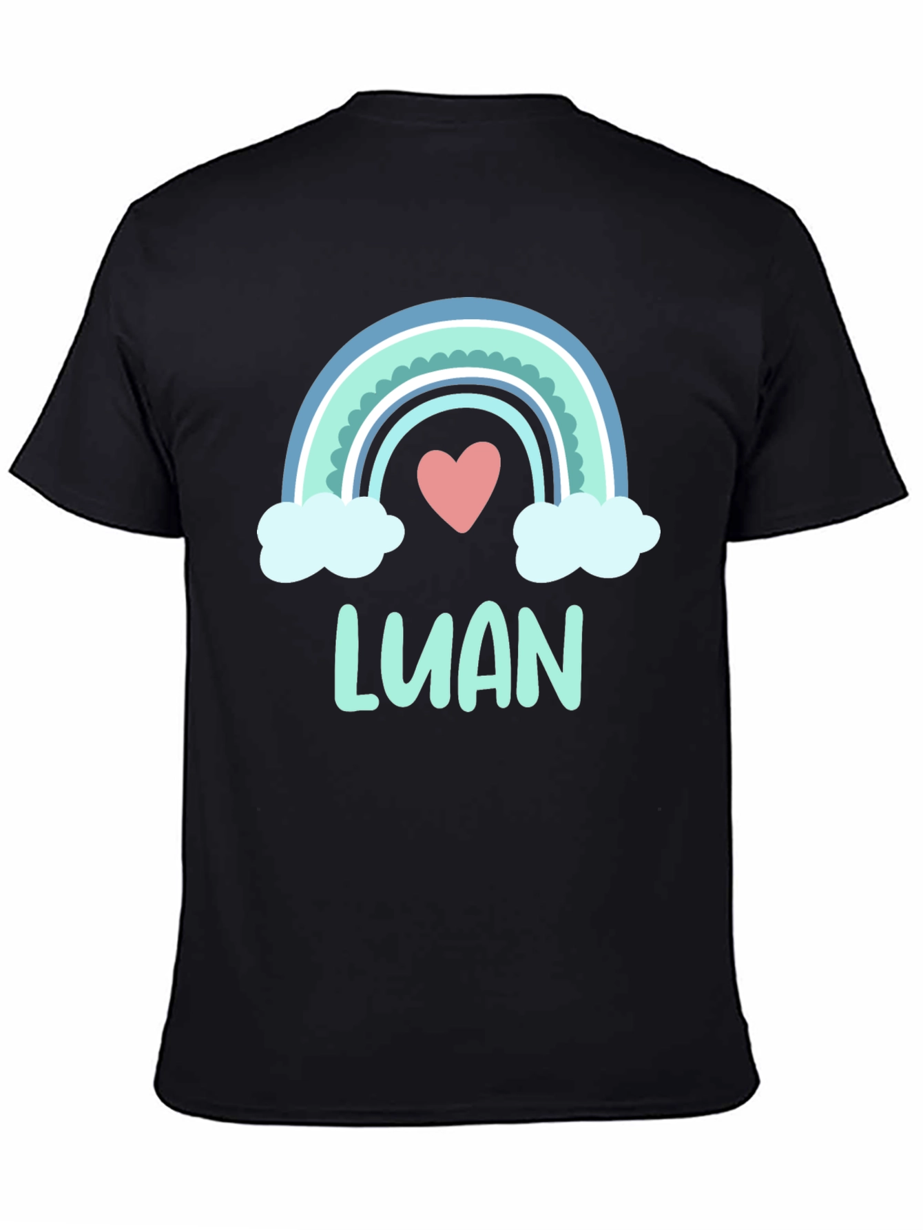 Luan Rainbow Heart Graphic Black T-Shirt
