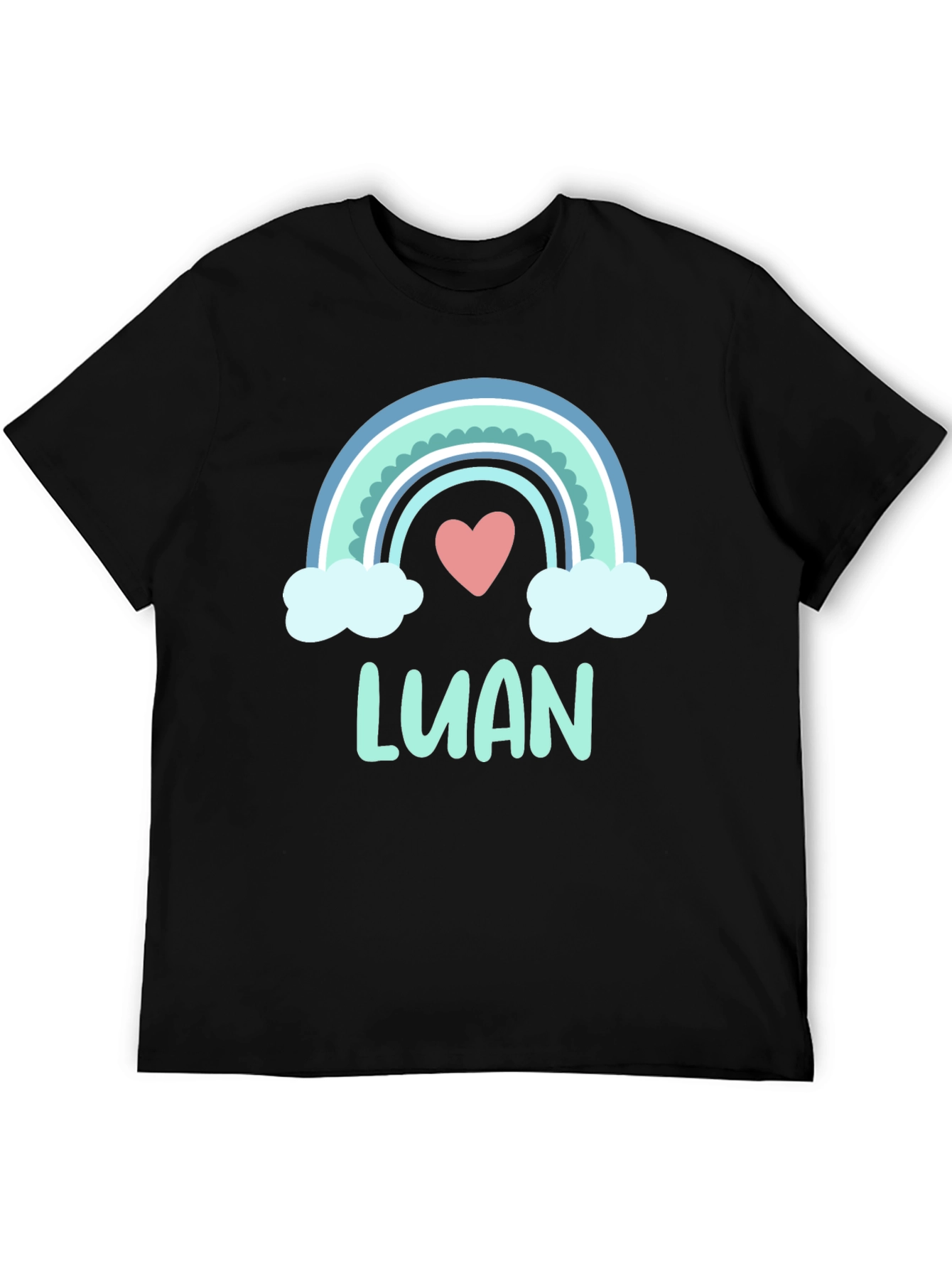Luan Rainbow Heart Graphic Black T-Shirt