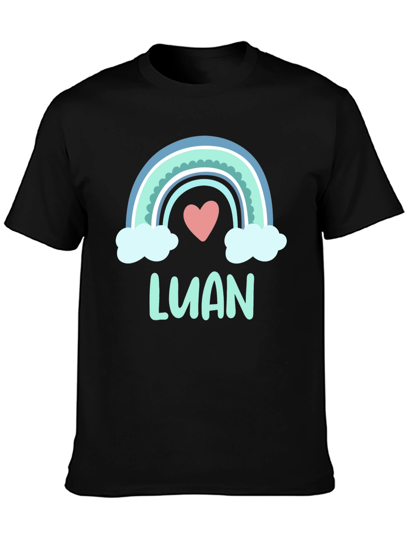 Luan Rainbow Heart Graphic Black T-Shirt