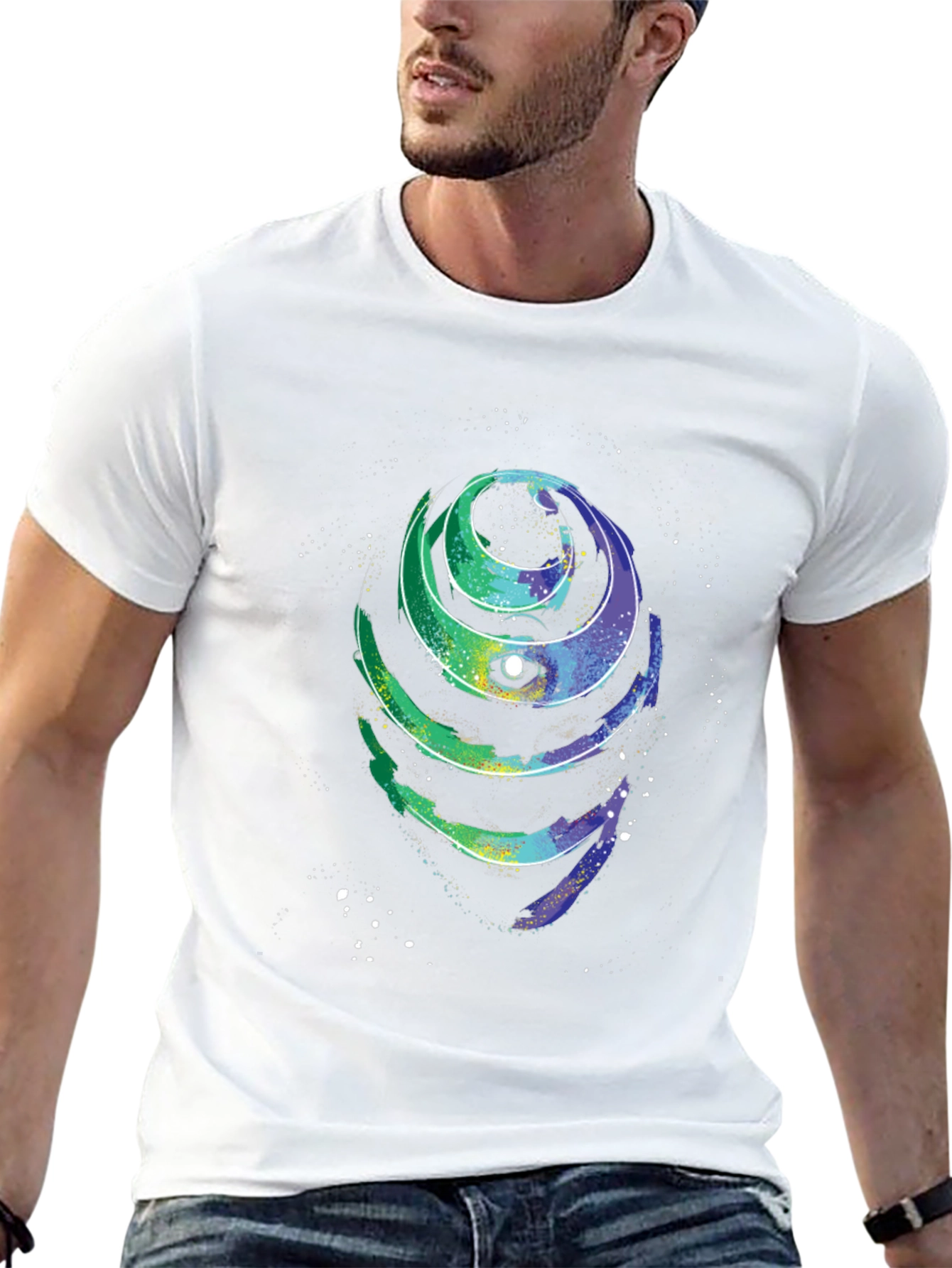 Cosmic Spiral Graphic Tee - Black Cotton T-Shirt