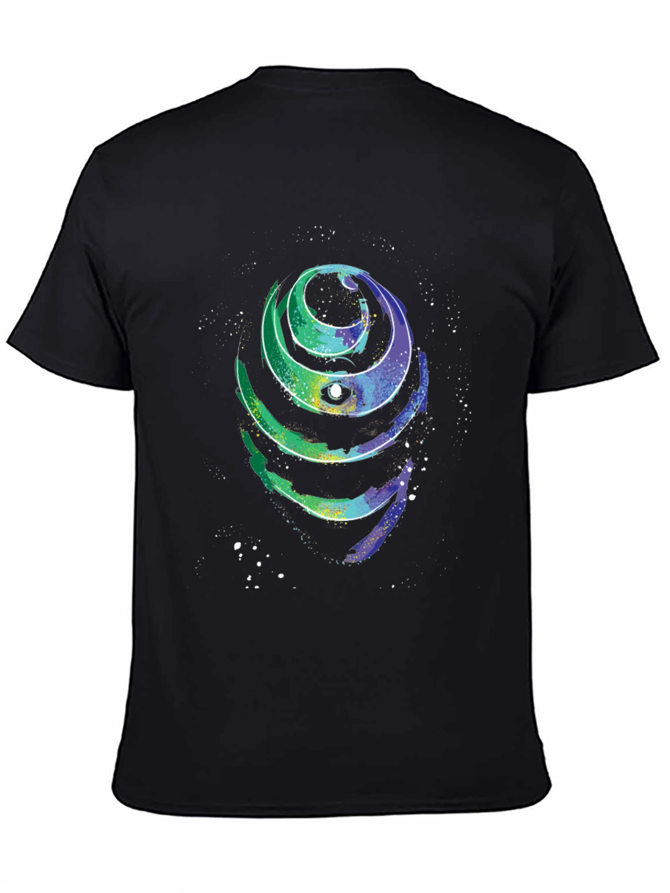 Cosmic Spiral Graphic Tee - Black Cotton T-Shirt