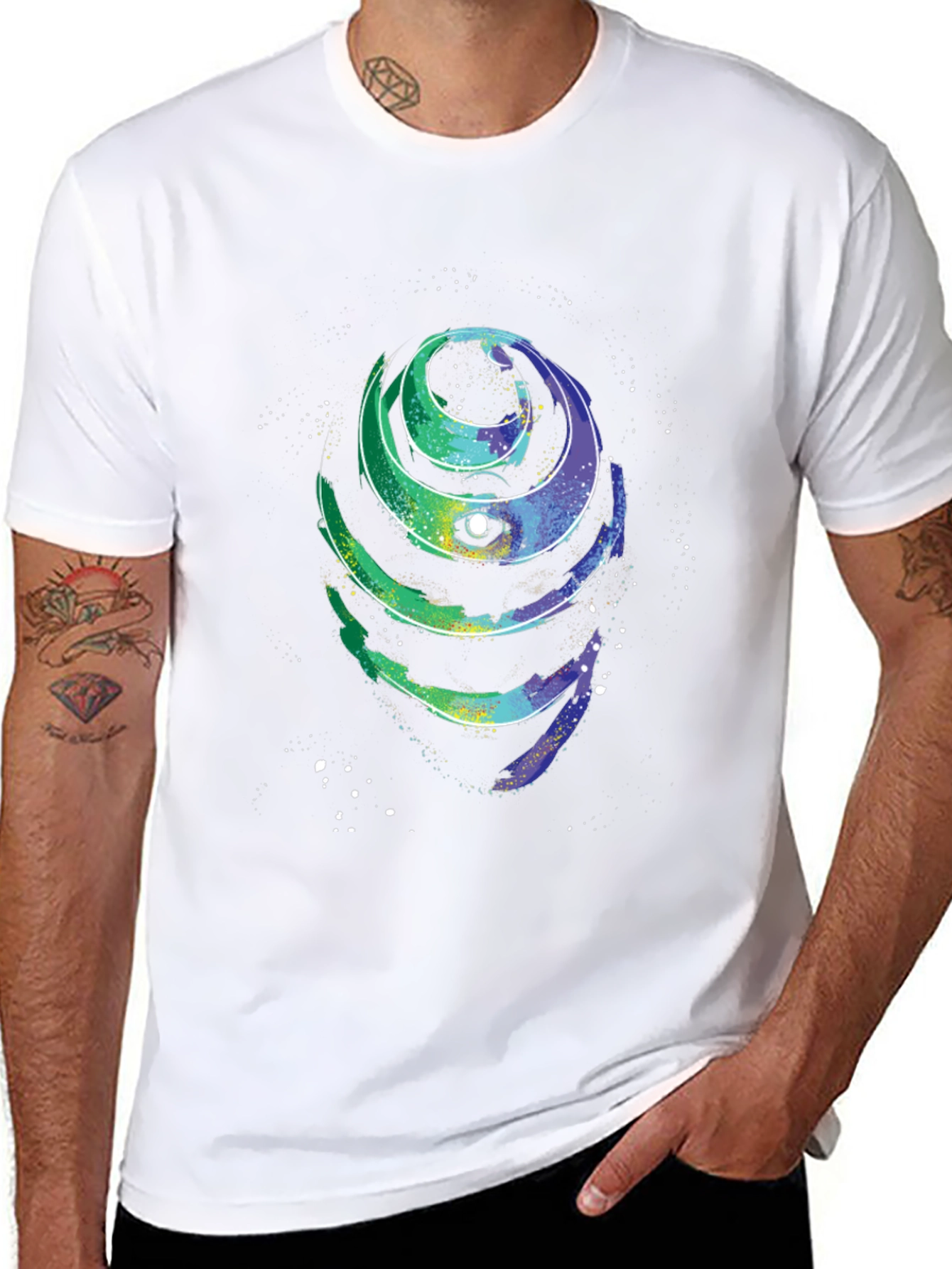 Cosmic Spiral Graphic Tee - Black Cotton T-Shirt