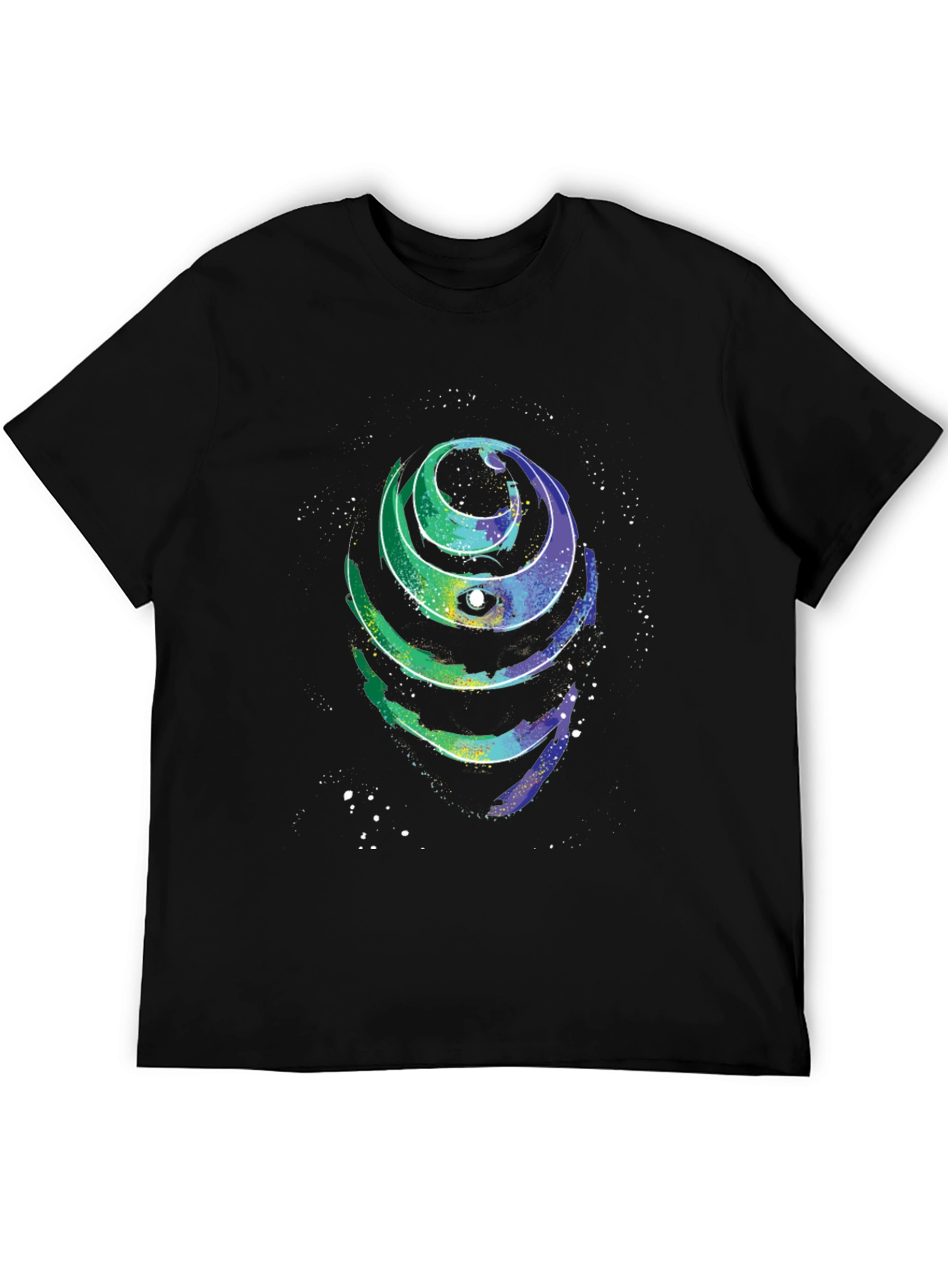 Cosmic Spiral Graphic Tee - Black Cotton T-Shirt