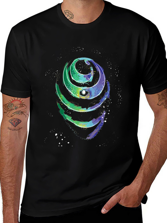 Cosmic Spiral Graphic Tee - Black Cotton T-Shirt