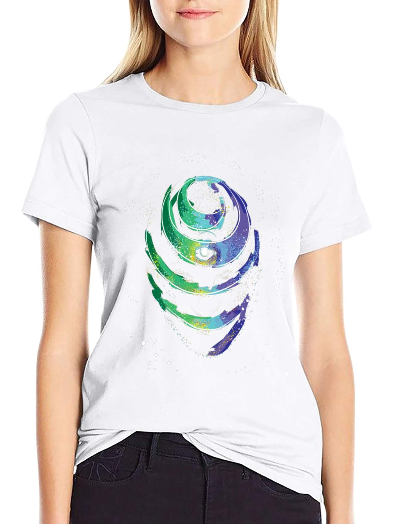 Cosmic Spiral Graphic Tee - Black Cotton T-Shirt