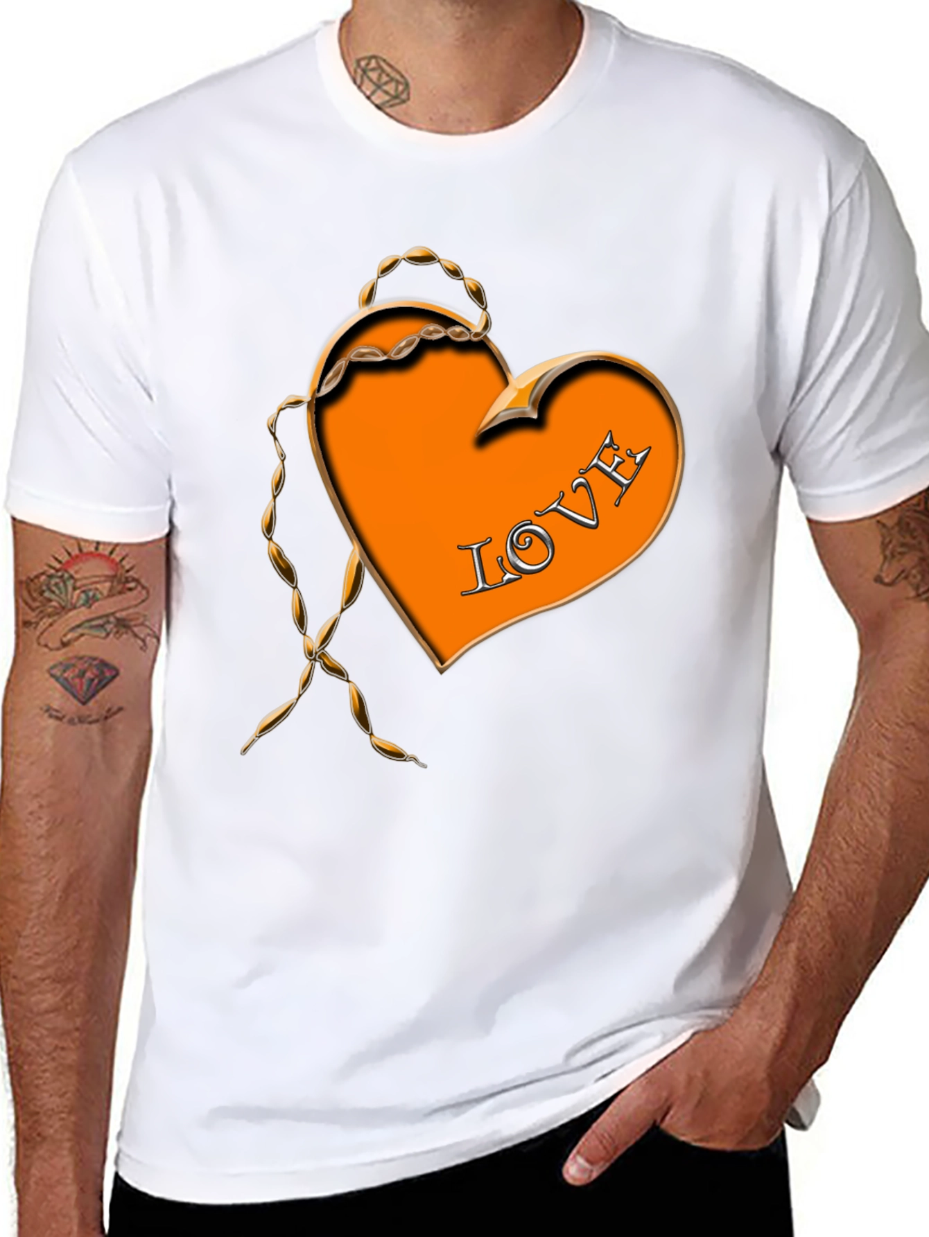 Love Heart Graphic Black T-Shirt