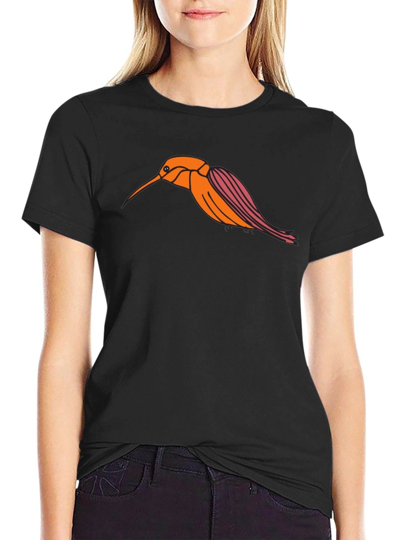 Hummingbird Graphic Tee - Stylish Black T-Shirt